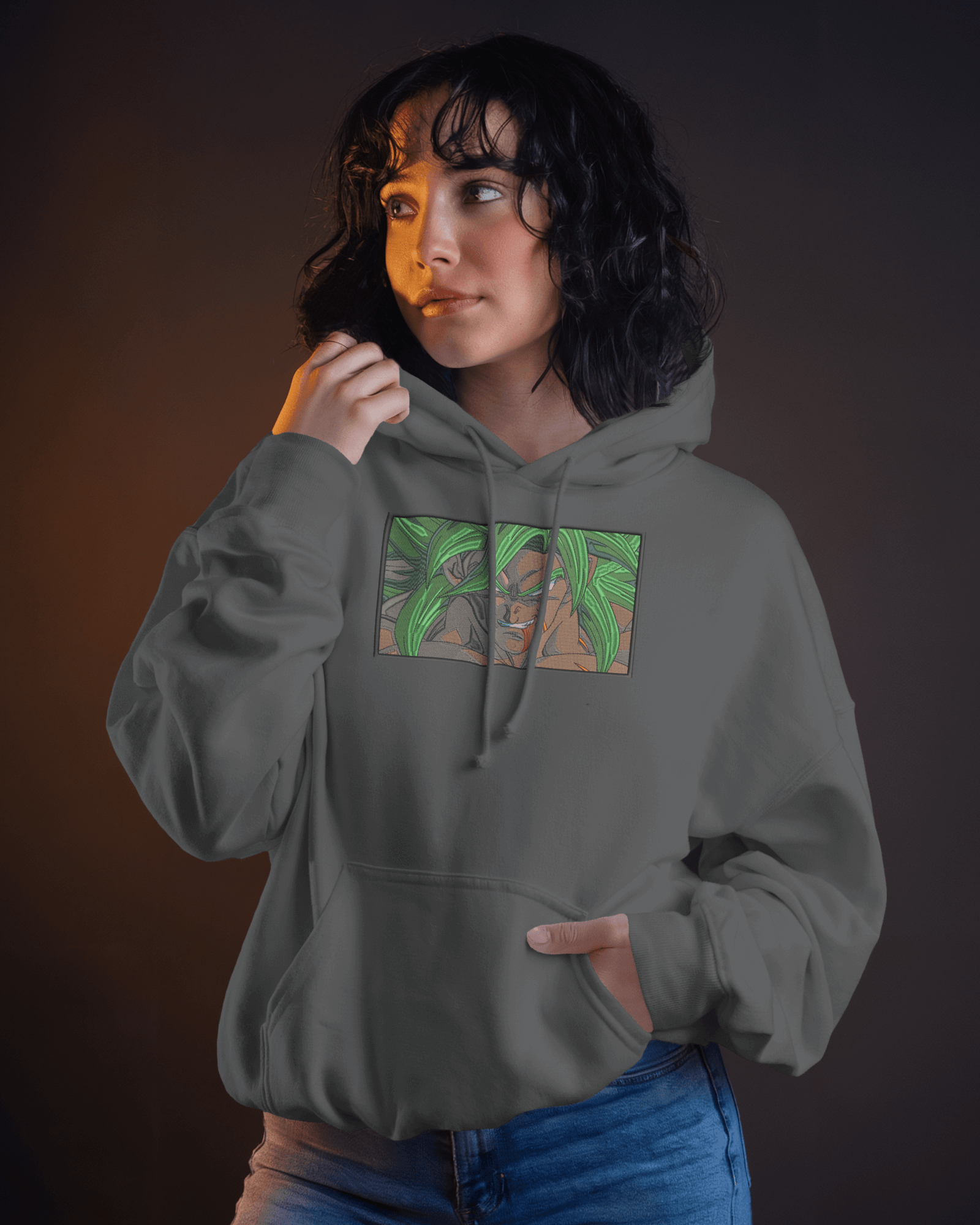 Hoodie Angry Broly Embroidered Design - TM SignatureHoodie Angry Broly Embroidered DesignHoodieTM SignatureGrayXSCotton