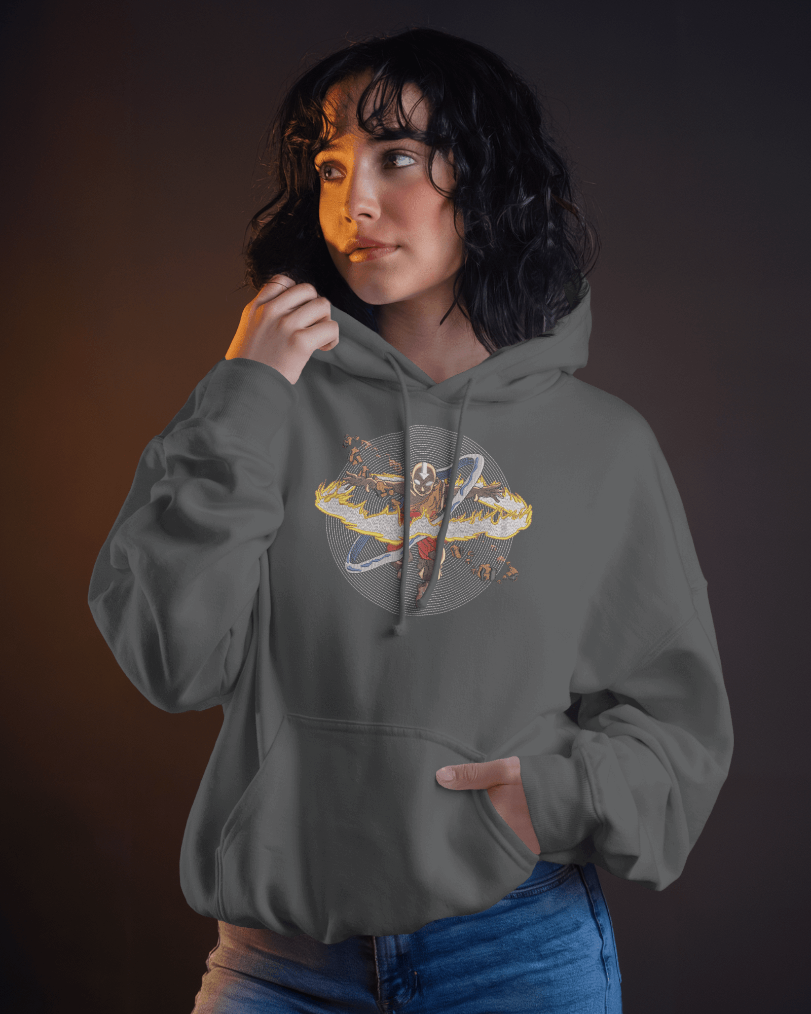 Hoodie Avatar State Airbender Embroidered Design - TM SignatureHoodie Avatar State Airbender Embroidered DesignHoodieTM SignatureGrayXSCotton