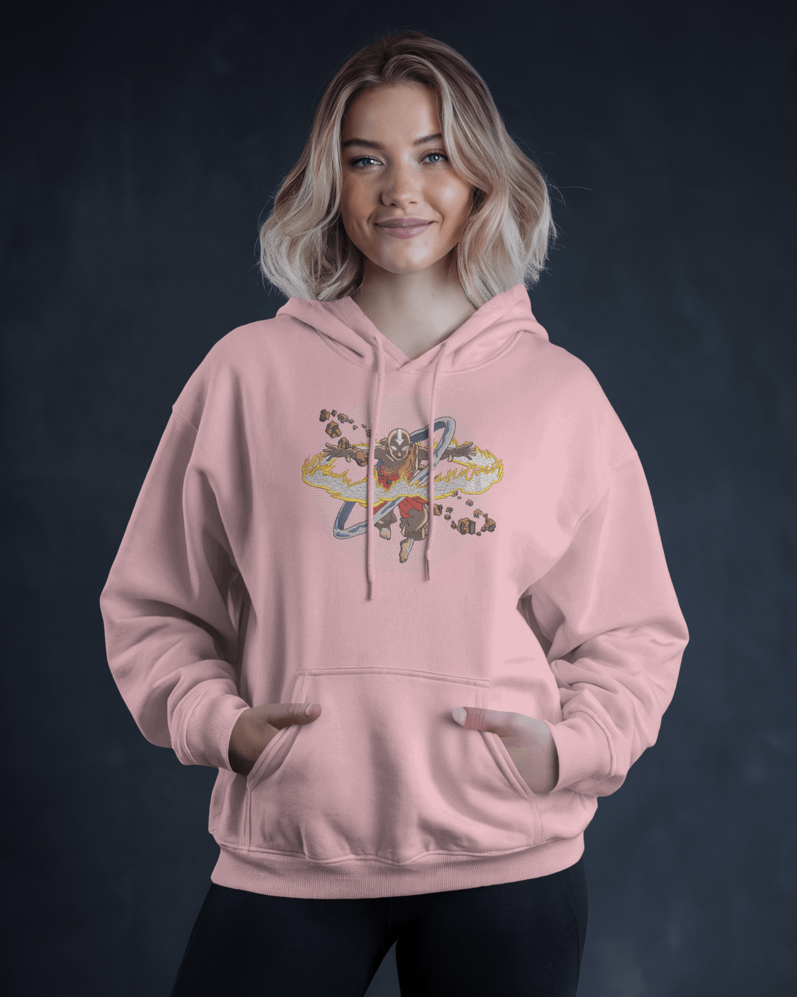 Hoodie Avatar State Airbender Embroidered Design - TM SignatureHoodie Avatar State Airbender Embroidered DesignHoodieTM SignaturePinkXSCotton