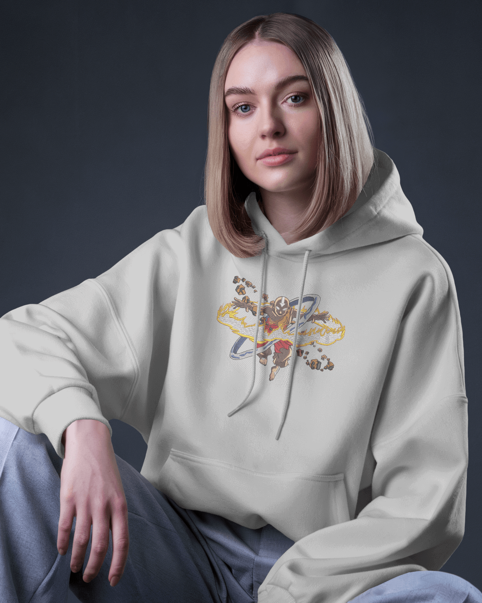 Hoodie Avatar State Airbender Embroidered Design - TM SignatureHoodie Avatar State Airbender Embroidered DesignHoodieTM SignatureSilverXSCotton