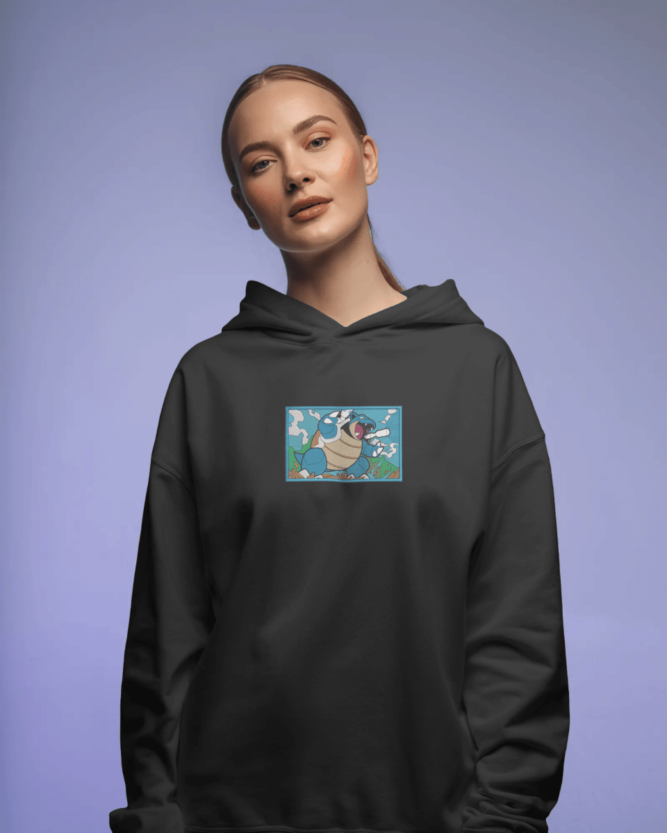 Hoodie Blastoise Embroidered Design - TM SignatureHoodie Blastoise Embroidered DesignHoodieTM SignatureBlackXSCotton