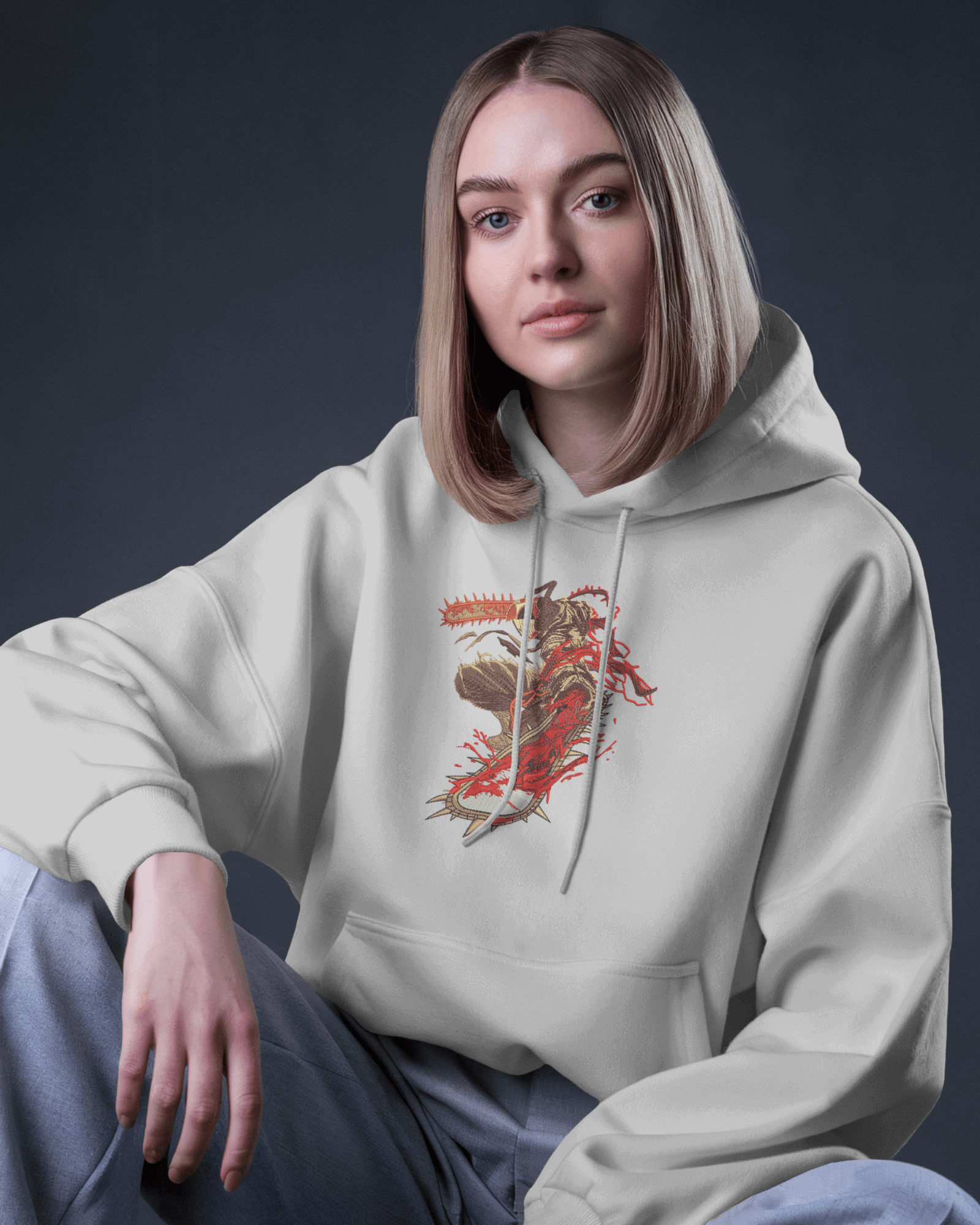 Hoodie Chainsaw Man Premium Embroidered Design - TM SignatureHoodie Chainsaw Man Premium Embroidered DesignHoodieTM SignatureSilverXSCotton