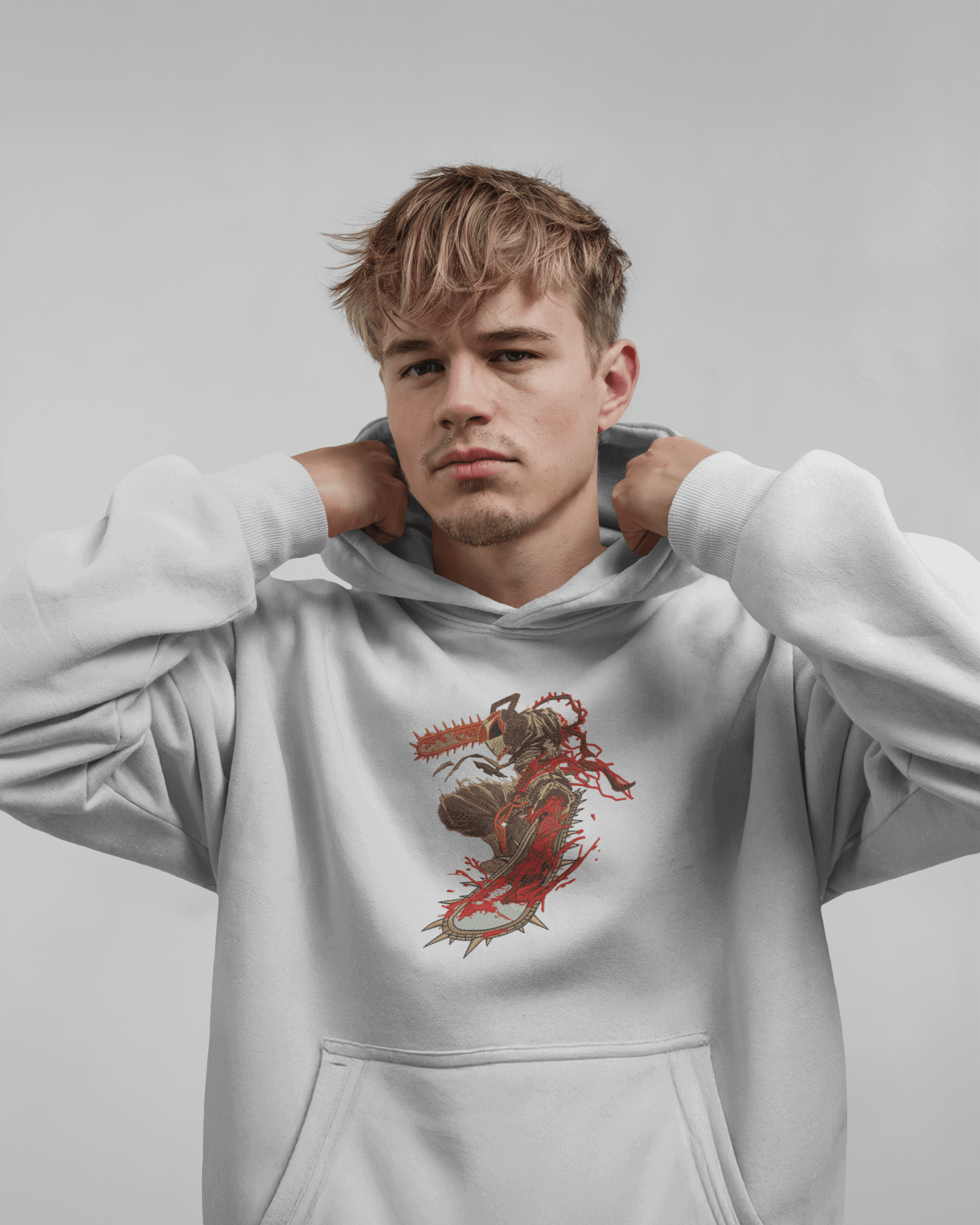 Hoodie Chainsaw Man Premium Embroidered Design - TM SignatureHoodie Chainsaw Man Premium Embroidered DesignHoodieTM SignatureWhiteXSCotton