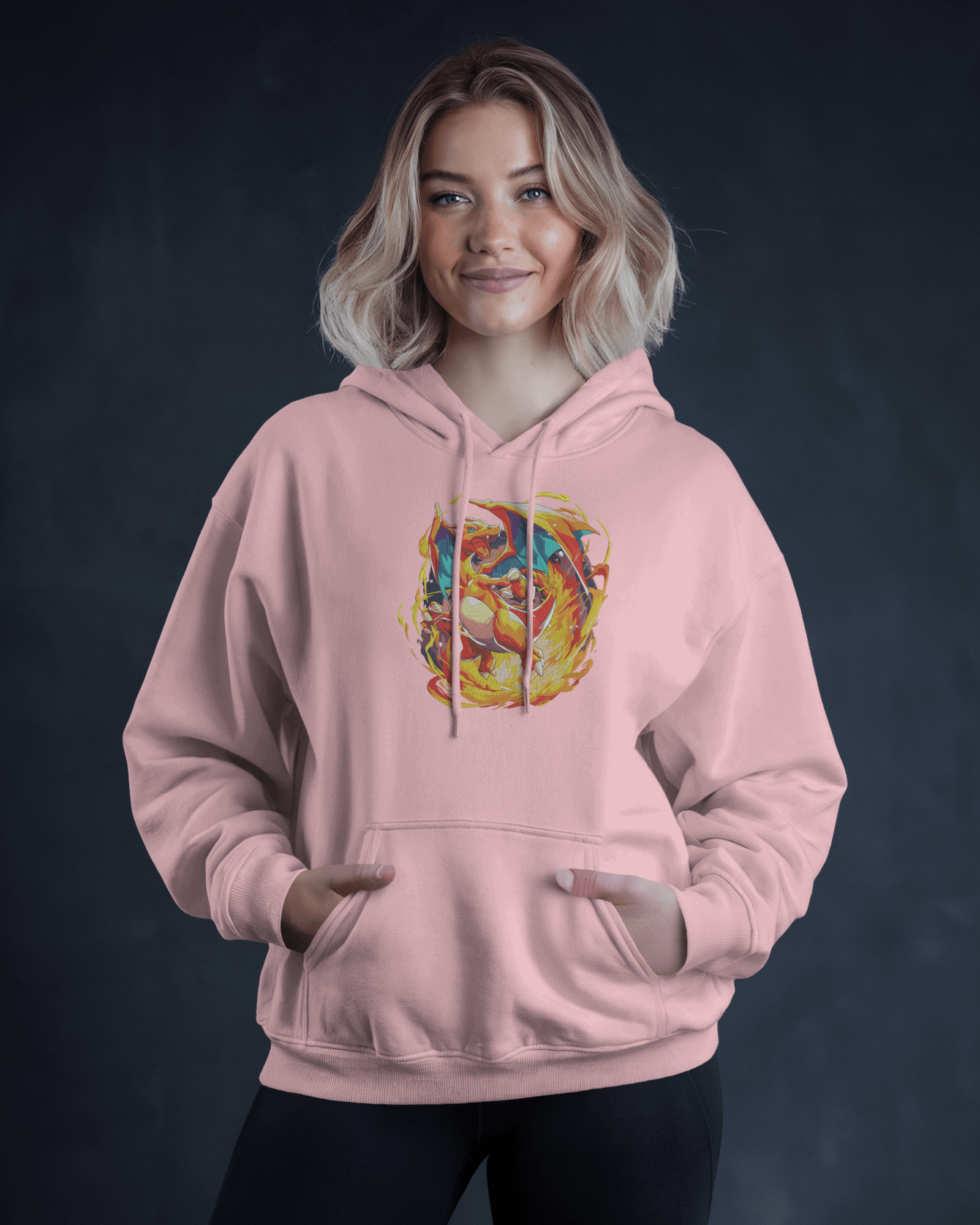 Hoodie Charizard Premium Embroidered Design - TM SignatureHoodie Charizard Premium Embroidered DesignHoodieTM SignaturePinkXSCotton