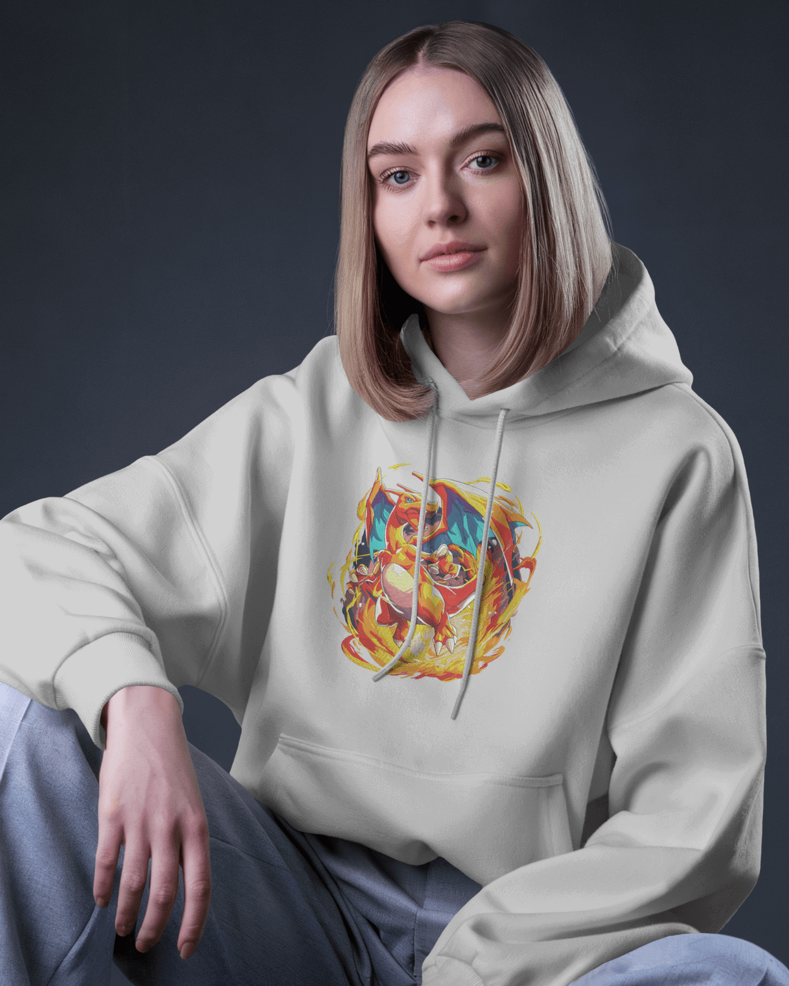 Hoodie Charizard Premium Embroidered Design - TM SignatureHoodie Charizard Premium Embroidered DesignHoodieTM SignatureSilverXSCotton