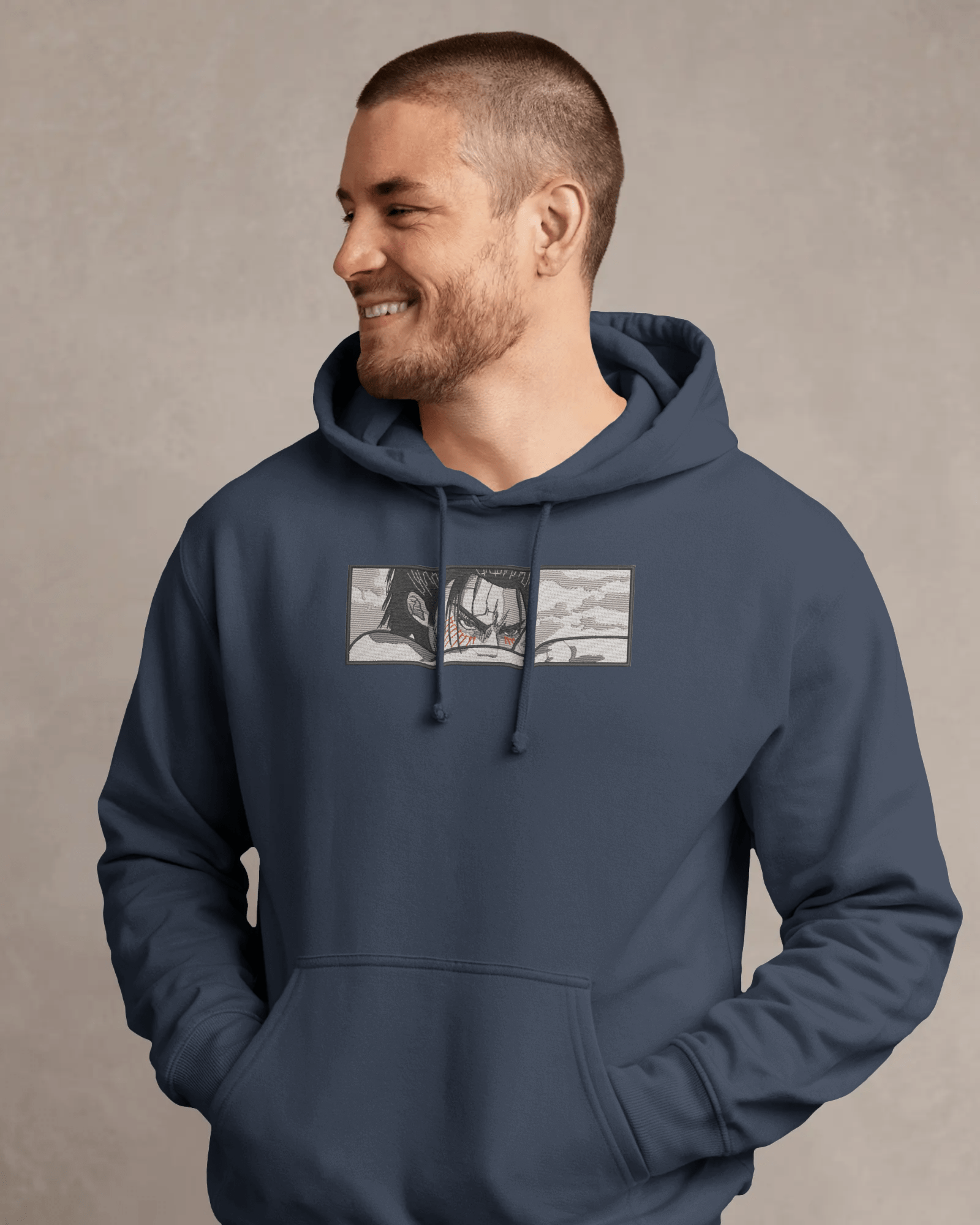 Hoodie Eren Yeager Attack on Titan Embroidered Design - TM SignatureHoodie Eren Yeager Attack on Titan Embroidered DesignHoodieTM SignatureNavyXSCotton
