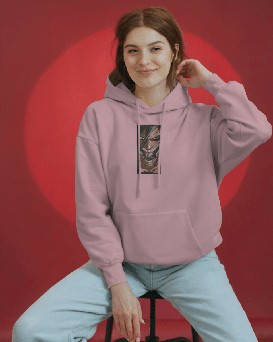 Hoodie Eren Yeager Embroidered Design - TM SignatureHoodie Eren Yeager Embroidered DesignHoodieTM SignaturePinkXSCotton