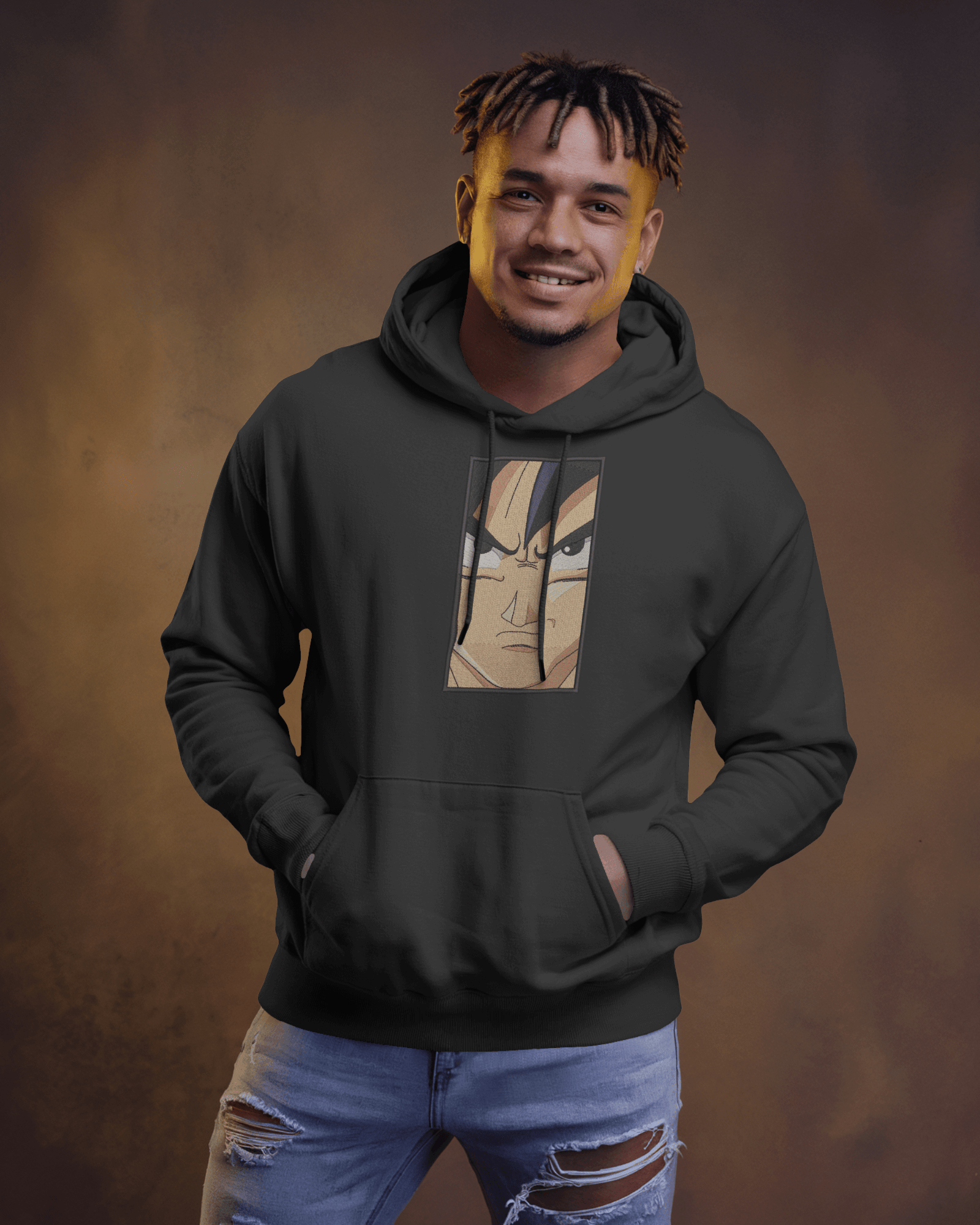 Hoodie Goku Face Embroidered Design - TM SignatureHoodie Goku Face Embroidered DesignHoodieTM SignatureBlackXSCotton