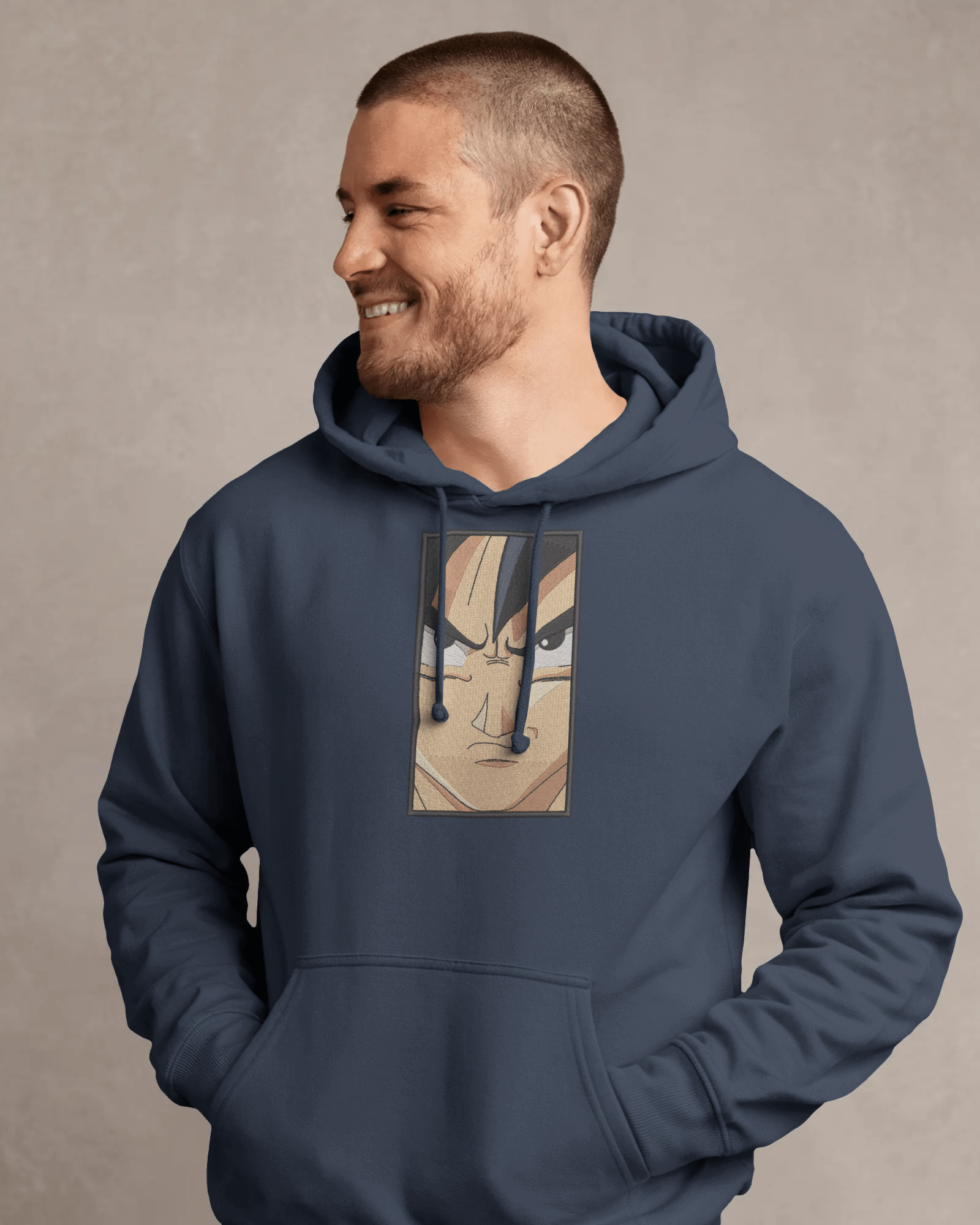 Hoodie Goku Face Embroidered Design - TM SignatureHoodie Goku Face Embroidered DesignHoodieTM SignatureNavyXSCotton