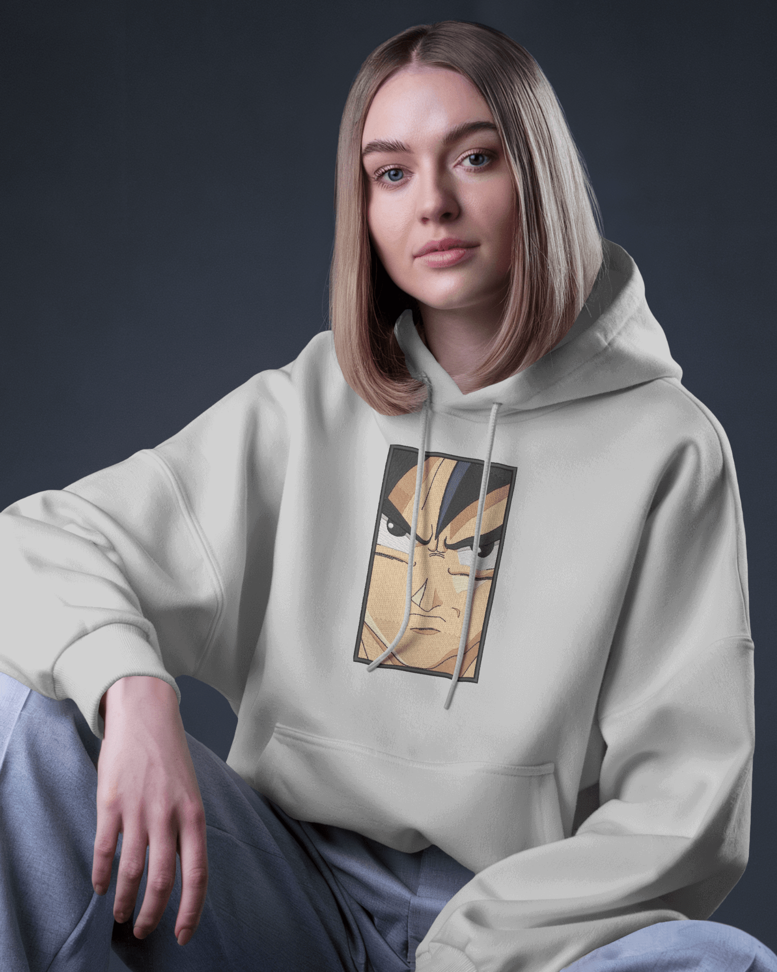 Hoodie Goku Face Embroidered Design - TM SignatureHoodie Goku Face Embroidered DesignHoodieTM SignatureSilverXSCotton