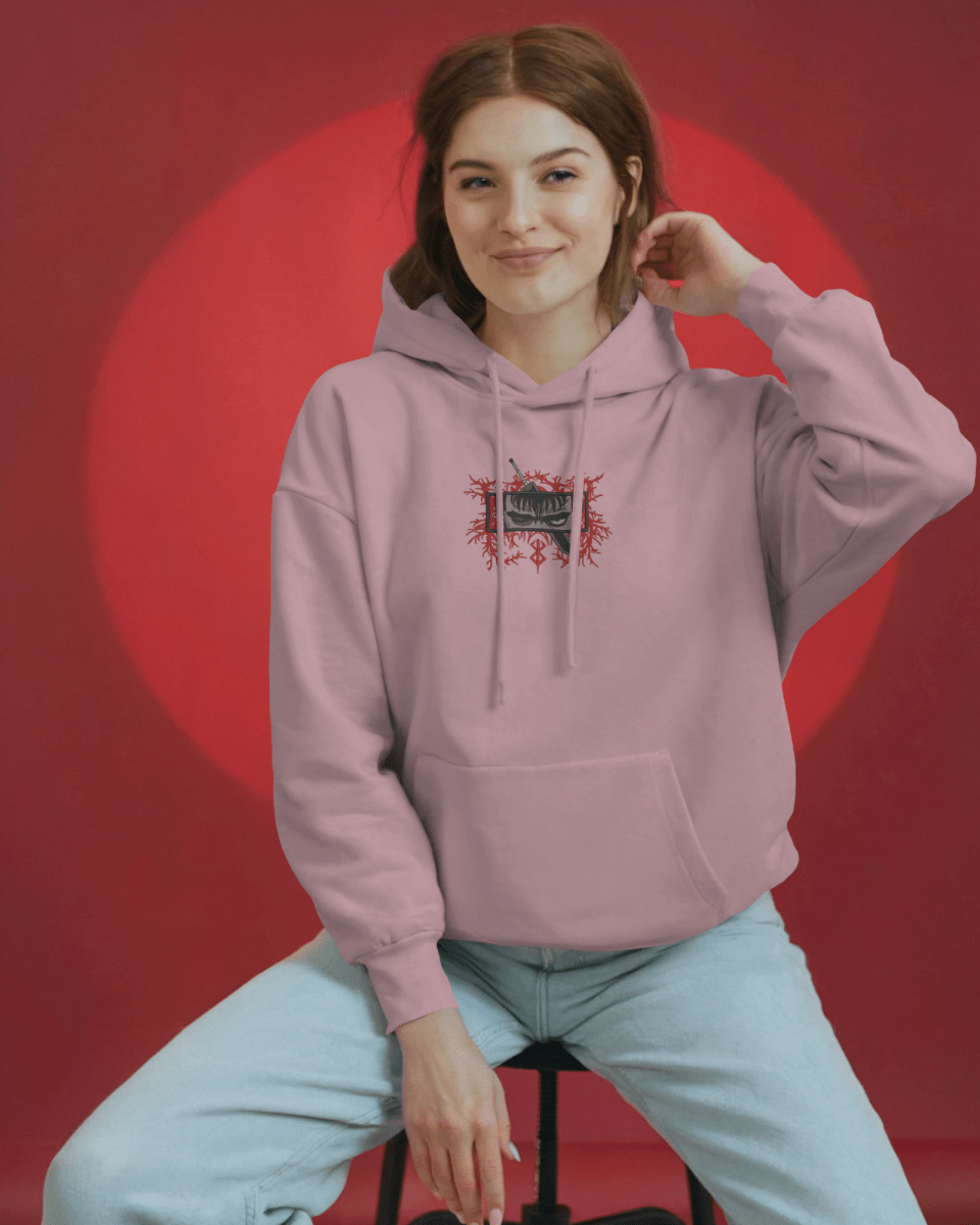 Hoodie Guts Berserk Embroidered Design - TM SignatureHoodie Guts Berserk Embroidered DesignHoodieTM SignaturePinkXSCotton