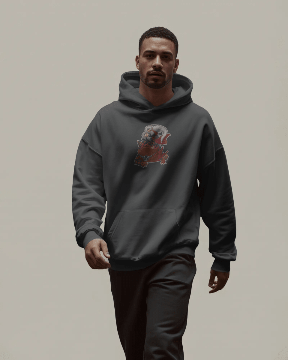 Hoodie Jiraiya Riding Atop The Toad Gamabunta. Embroidered Design - TM SignatureHoodie Jiraiya Riding Atop The Toad Gamabunta. Embroidered DesignHoodieTM SignatureDark GrayXSCotton