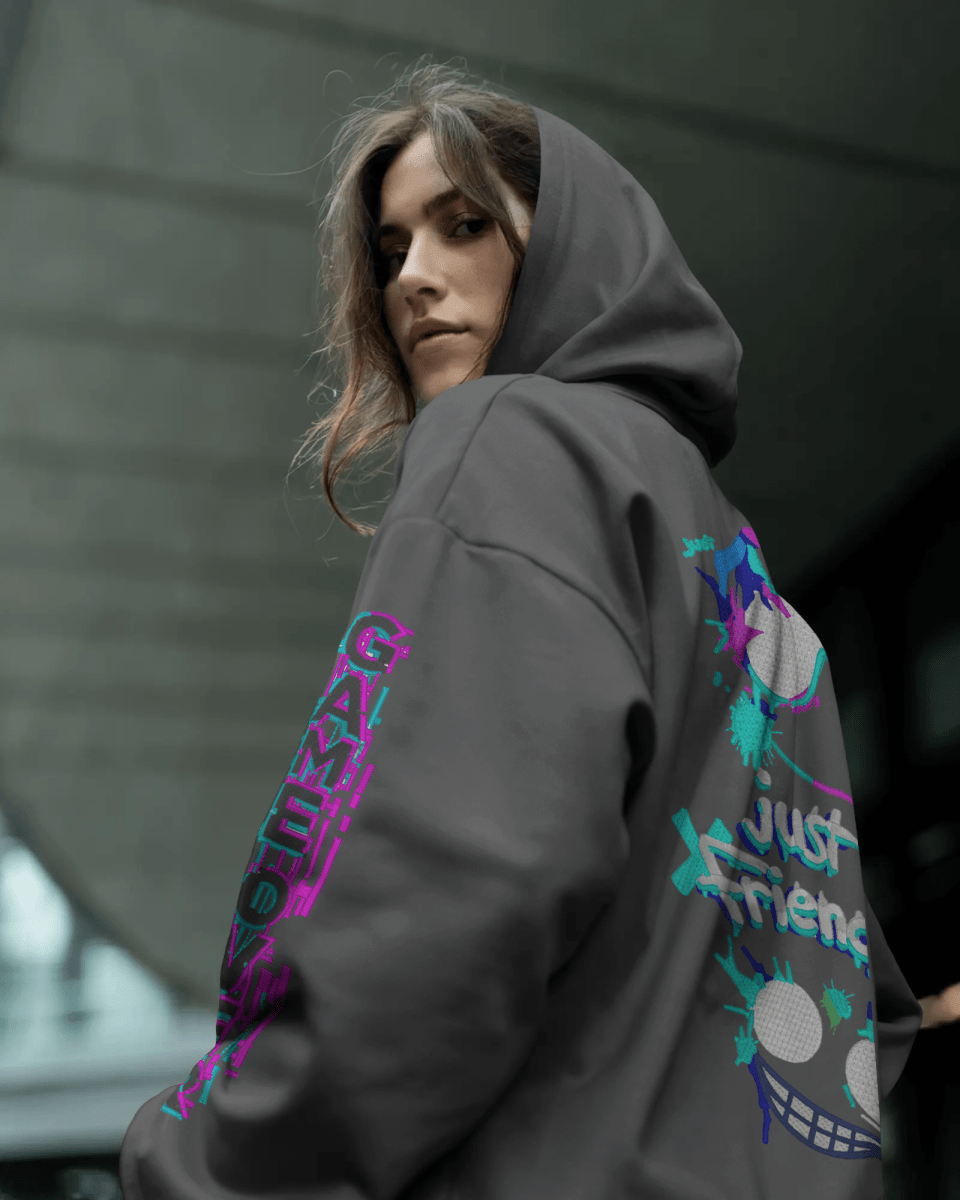 Hoodie "Just Friends" - Glitch Collection - TM SignatureHoodie "Just Friends" - Glitch CollectionHoodieTM SignatureDark GrayXSCotton