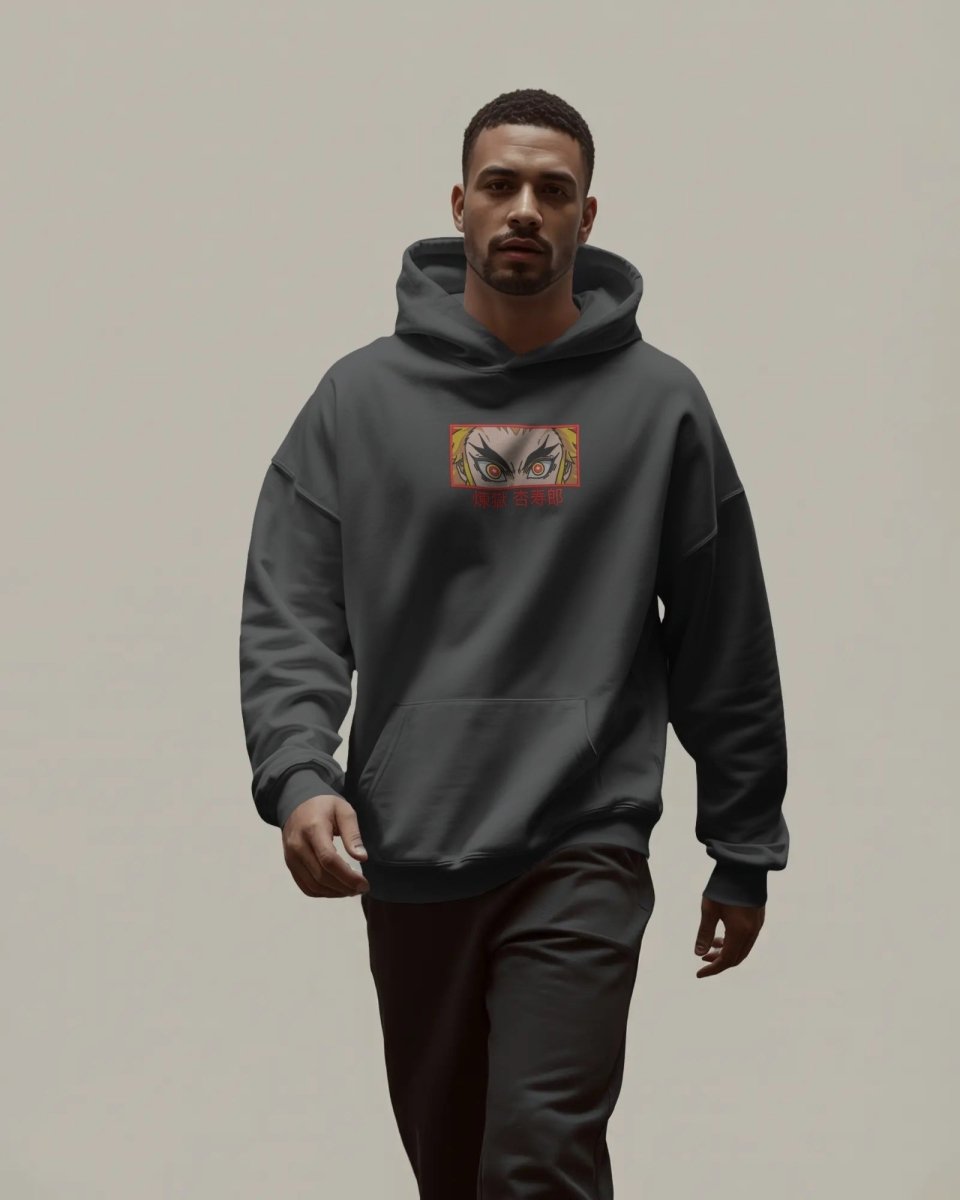 Hoodie Kyojuro Rengoku Eyes Embroidered Design - TM SignatureHoodie Kyojuro Rengoku Eyes Embroidered DesignHoodieTM SignatureDark GrayXSCotton