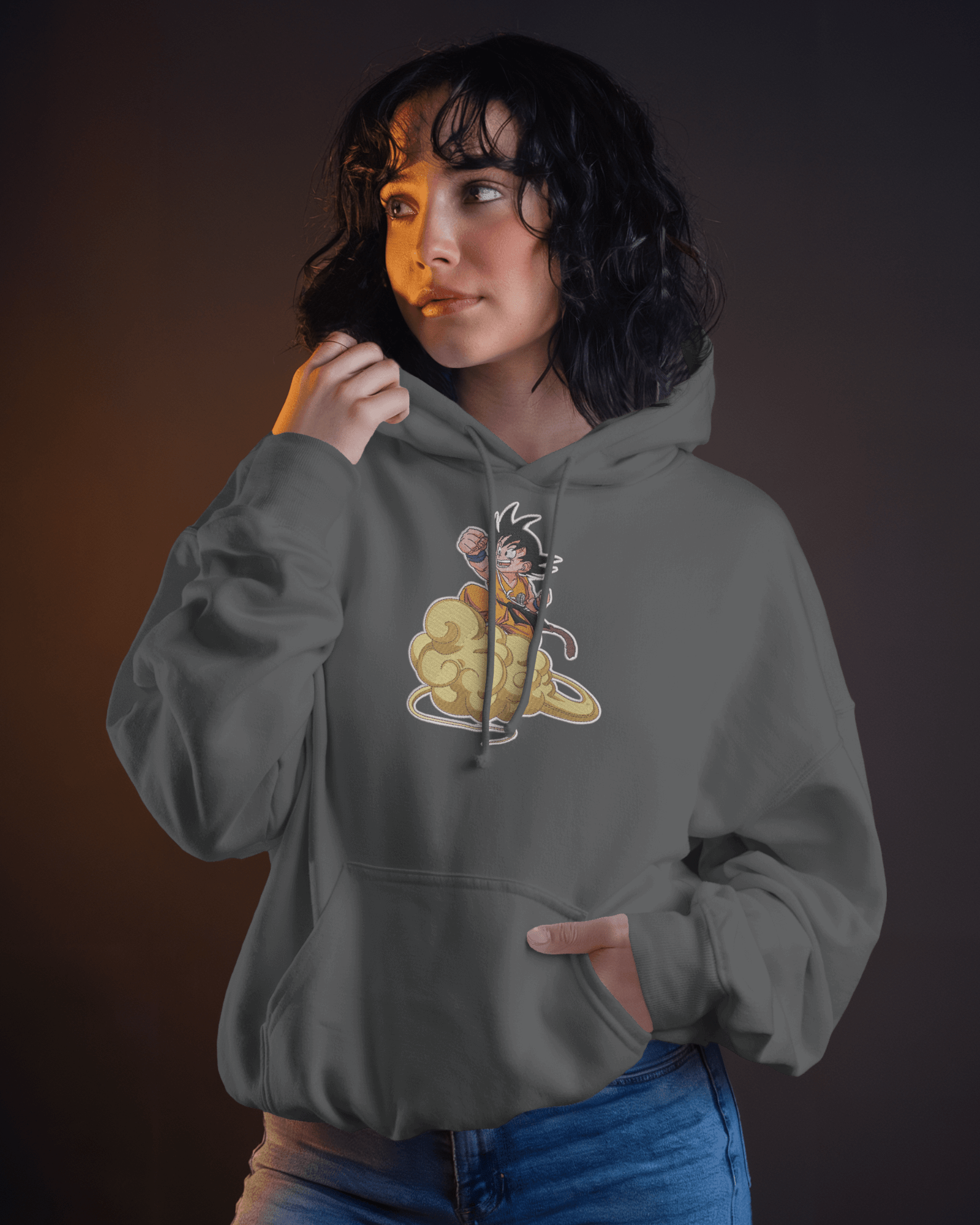 Hoodie Little Goku Embroidered Design - TM SignatureHoodie Little Goku Embroidered DesignHoodieTM SignatureGrayXSCotton