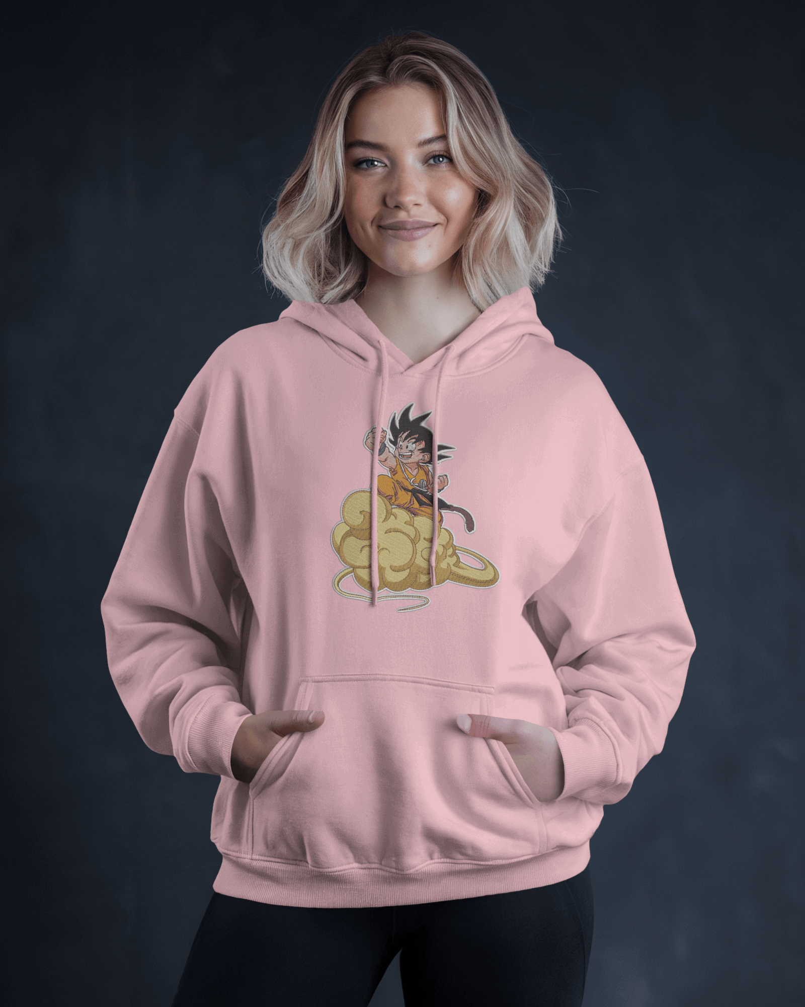 Hoodie Little Goku Embroidered Design - TM SignatureHoodie Little Goku Embroidered DesignHoodieTM SignaturePinkXSCotton