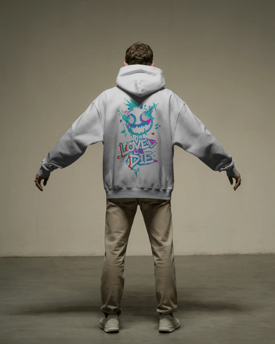 Hoodie "Love Or Die" - Glitch Collection - TM SignatureHoodie "Love Or Die" - Glitch CollectionHoodieTM SignatureSilverXSCotton