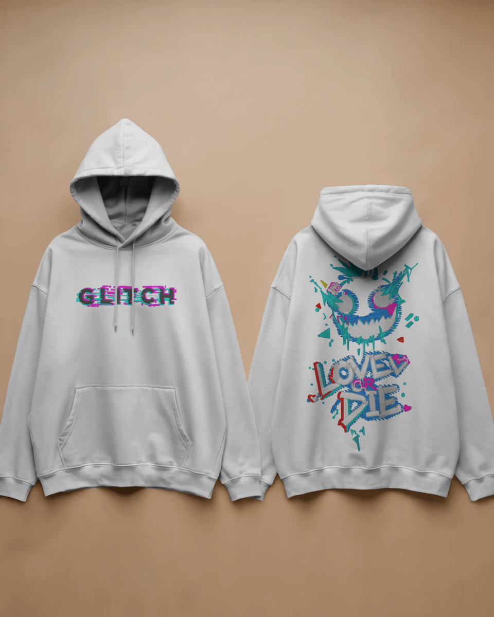 Hoodie "Love Or Die" - Glitch Collection - TM SignatureHoodie "Love Or Die" - Glitch CollectionHoodieTM SignatureWhiteXSCotton