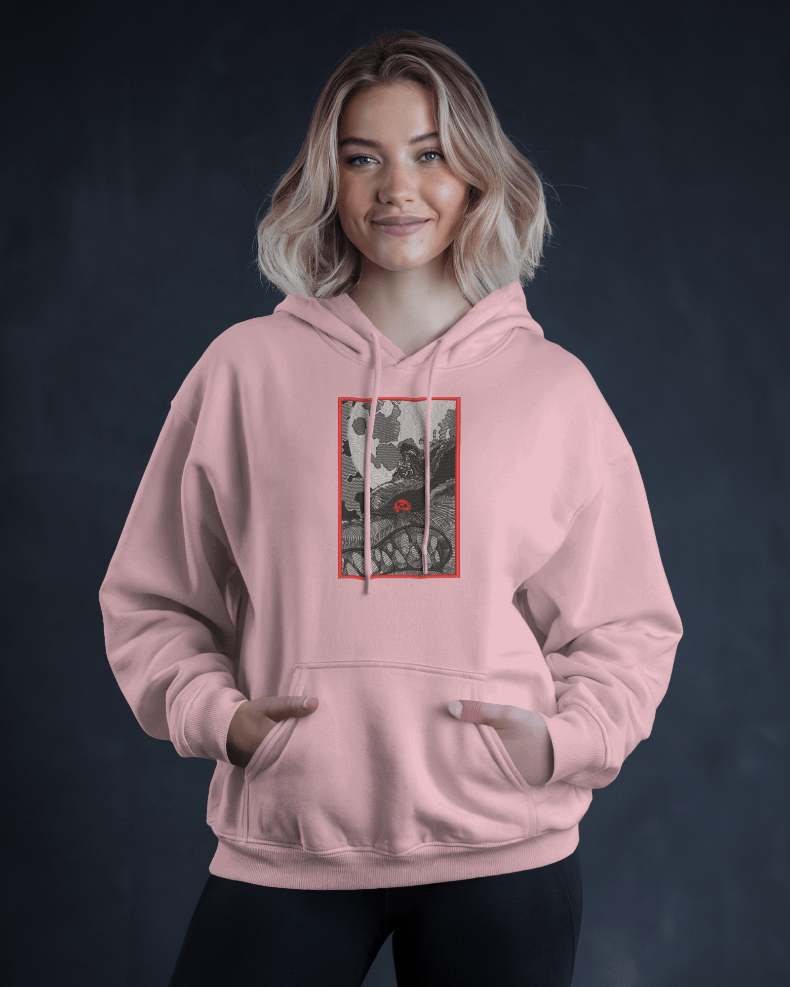 Hoodie Madara Rides 9 Tails Embroidered Design - TM SignatureHoodie Madara Rides 9 Tails Embroidered DesignHoodieTM SignaturePinkXSCotton