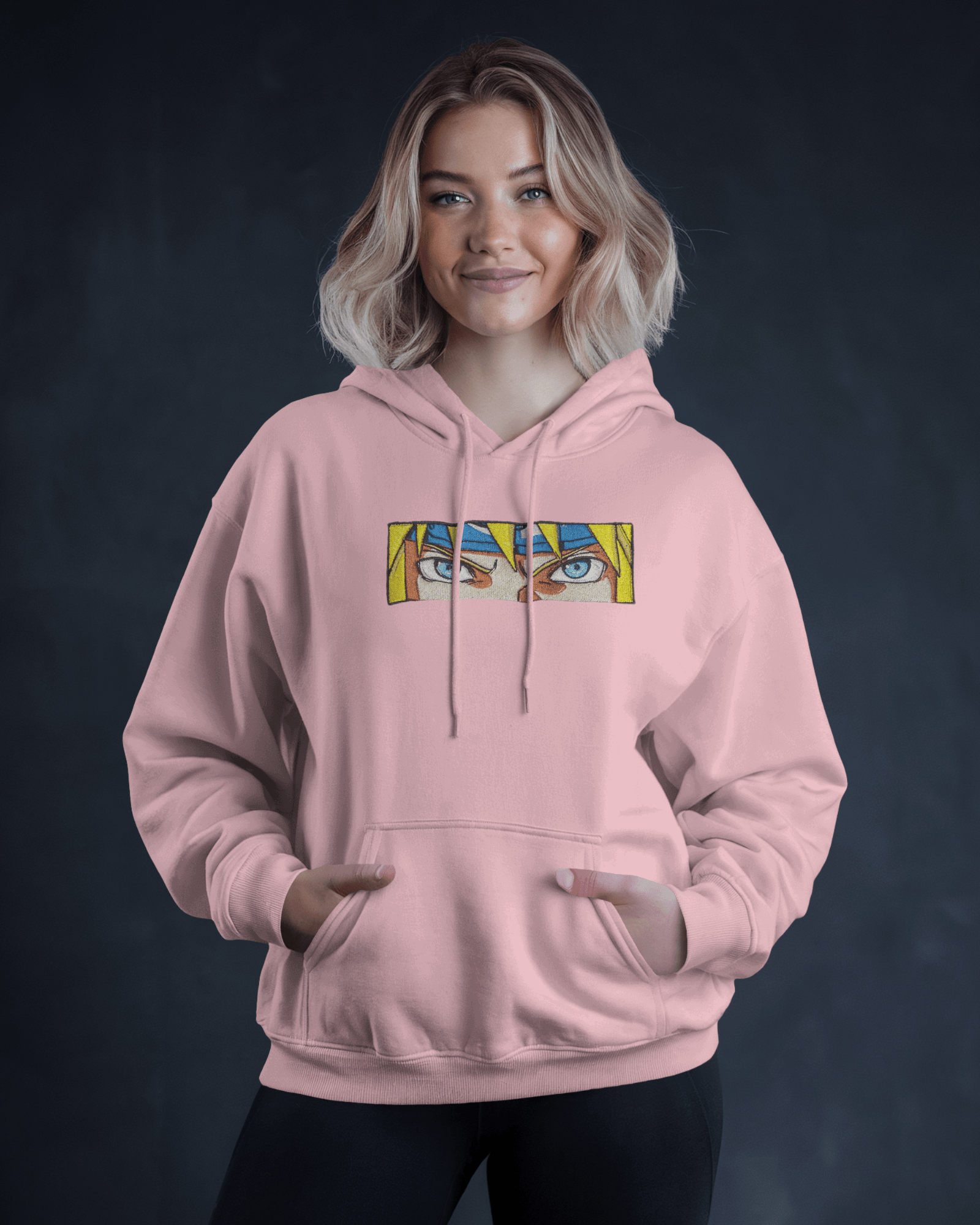 Hoodie Minato Eyes Embroidered Design - TM SignatureHoodie Minato Eyes Embroidered DesignHoodieTM SignaturePinkXSCotton