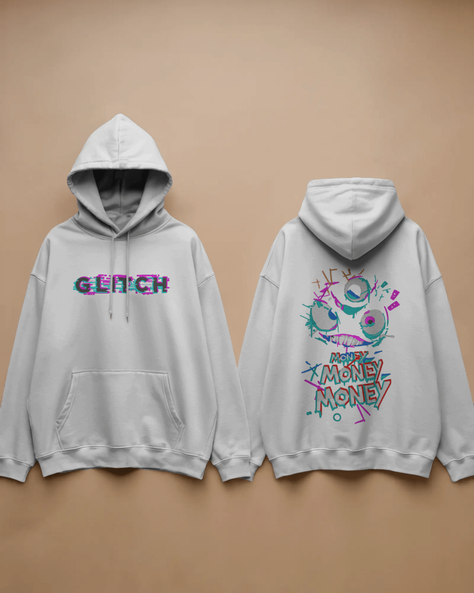 Hoodie "Money, Money Money" - Glitch Collection - TM SignatureHoodie "Money, Money Money" - Glitch CollectionHoodieTM SignatureWhiteXSCotton