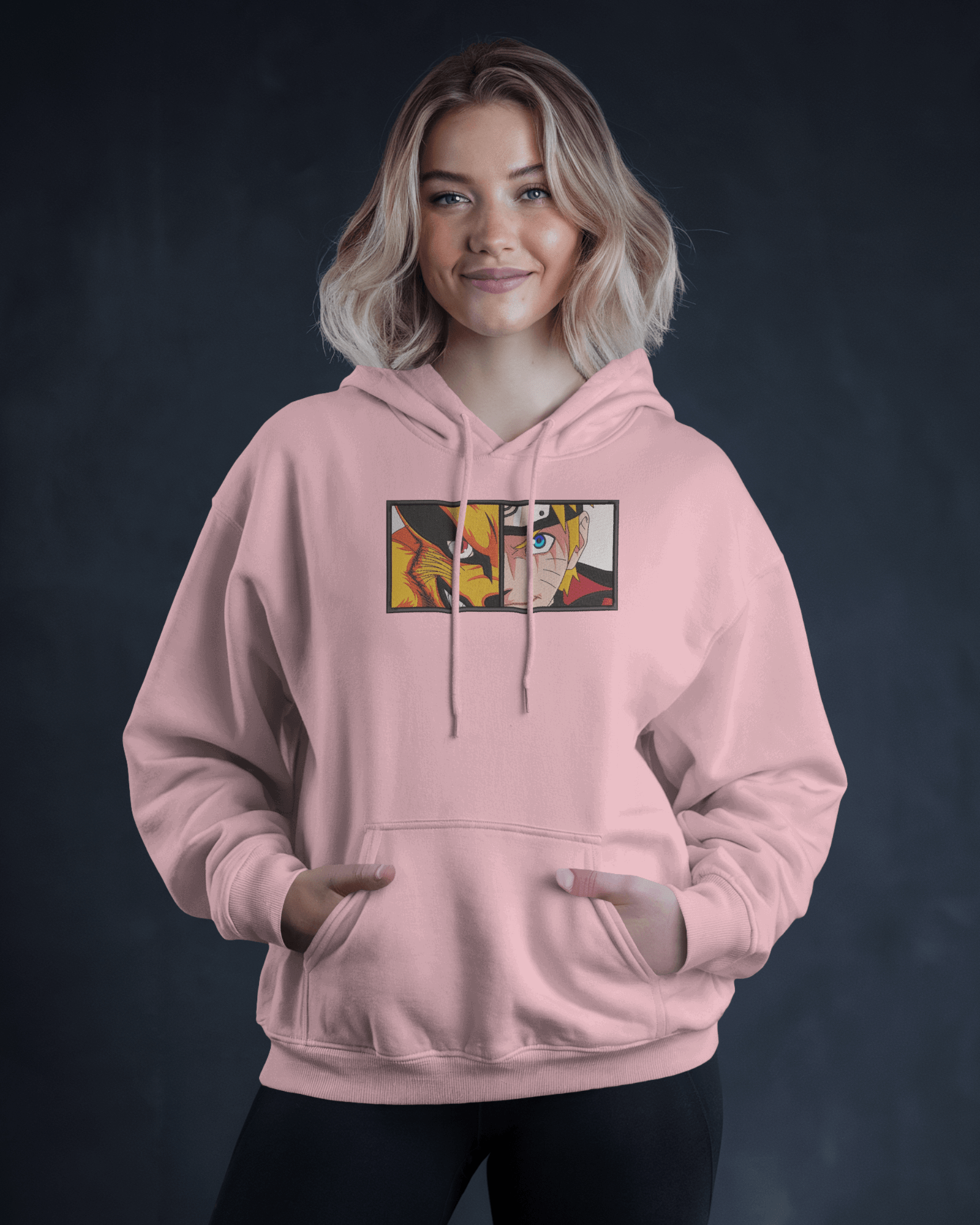 Hoodie Naruto & Kurama Embroidered Design - TM SignatureHoodie Naruto & Kurama Embroidered DesignHoodieTM SignaturePinkXSCotton