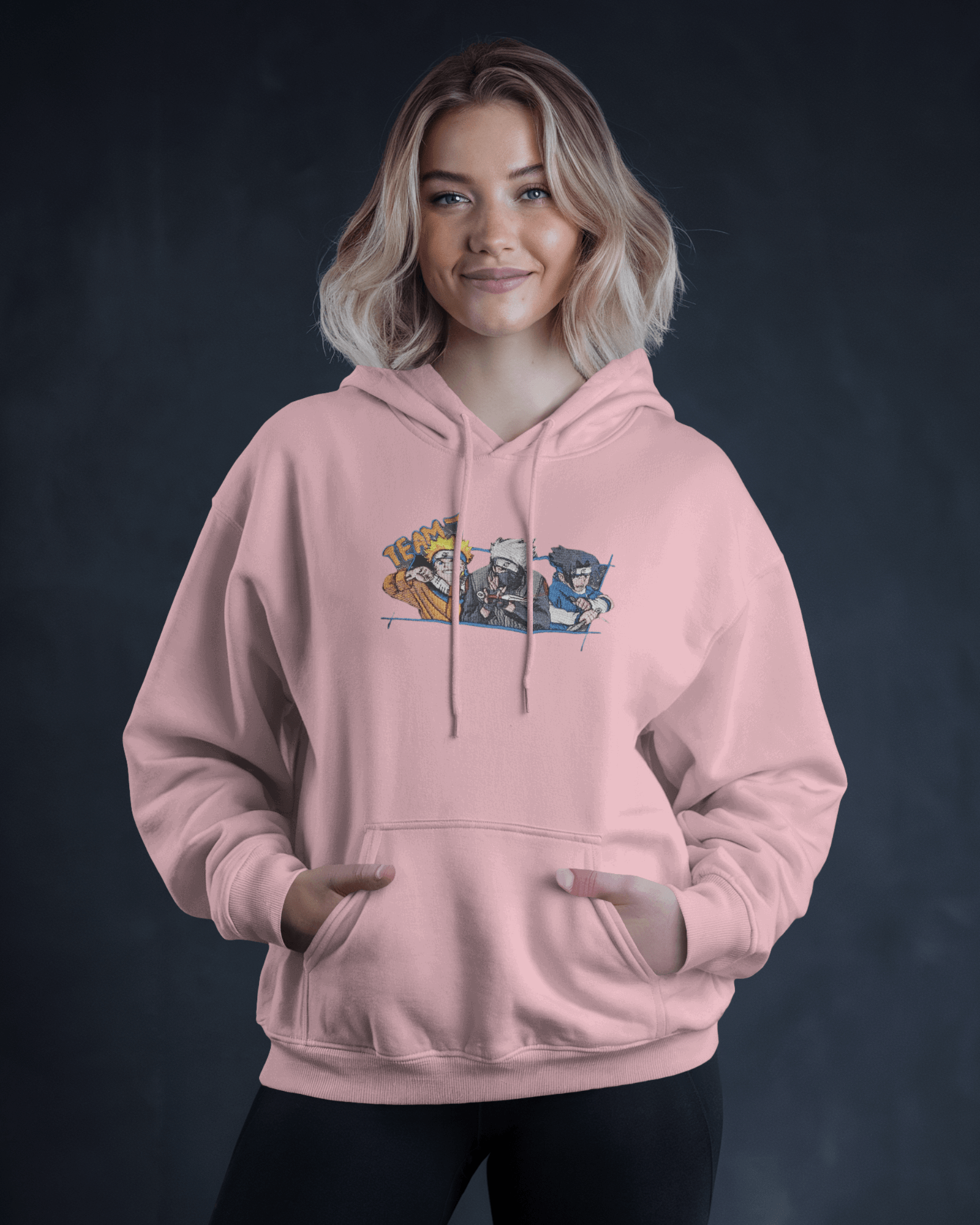 Hoodie Naruto Team 7 Embroidered Design - TM SignatureHoodie Naruto Team 7 Embroidered DesignHoodieTM SignaturePinkXSCotton