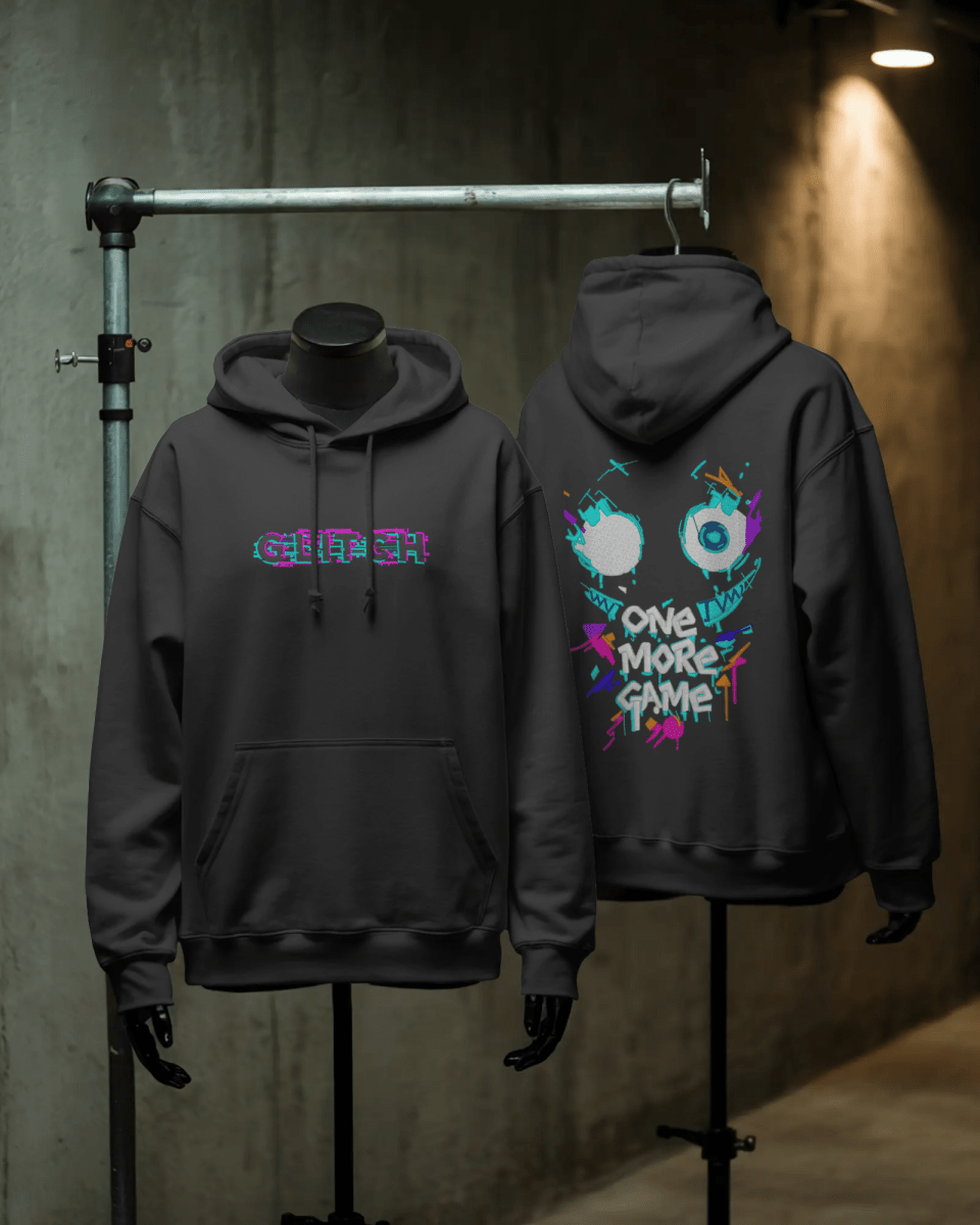Hoodie "One More Game" - Glitch Collection - TM SignatureHoodie "One More Game" - Glitch CollectionHoodieTM SignatureBlackXSCotton