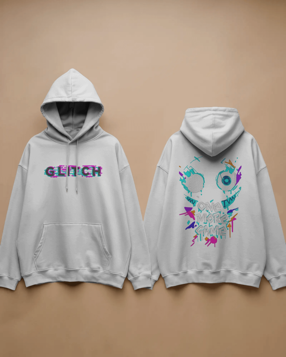 Hoodie "One More Game" - Glitch Collection - TM SignatureHoodie "One More Game" - Glitch CollectionHoodieTM SignatureWhiteXSCotton