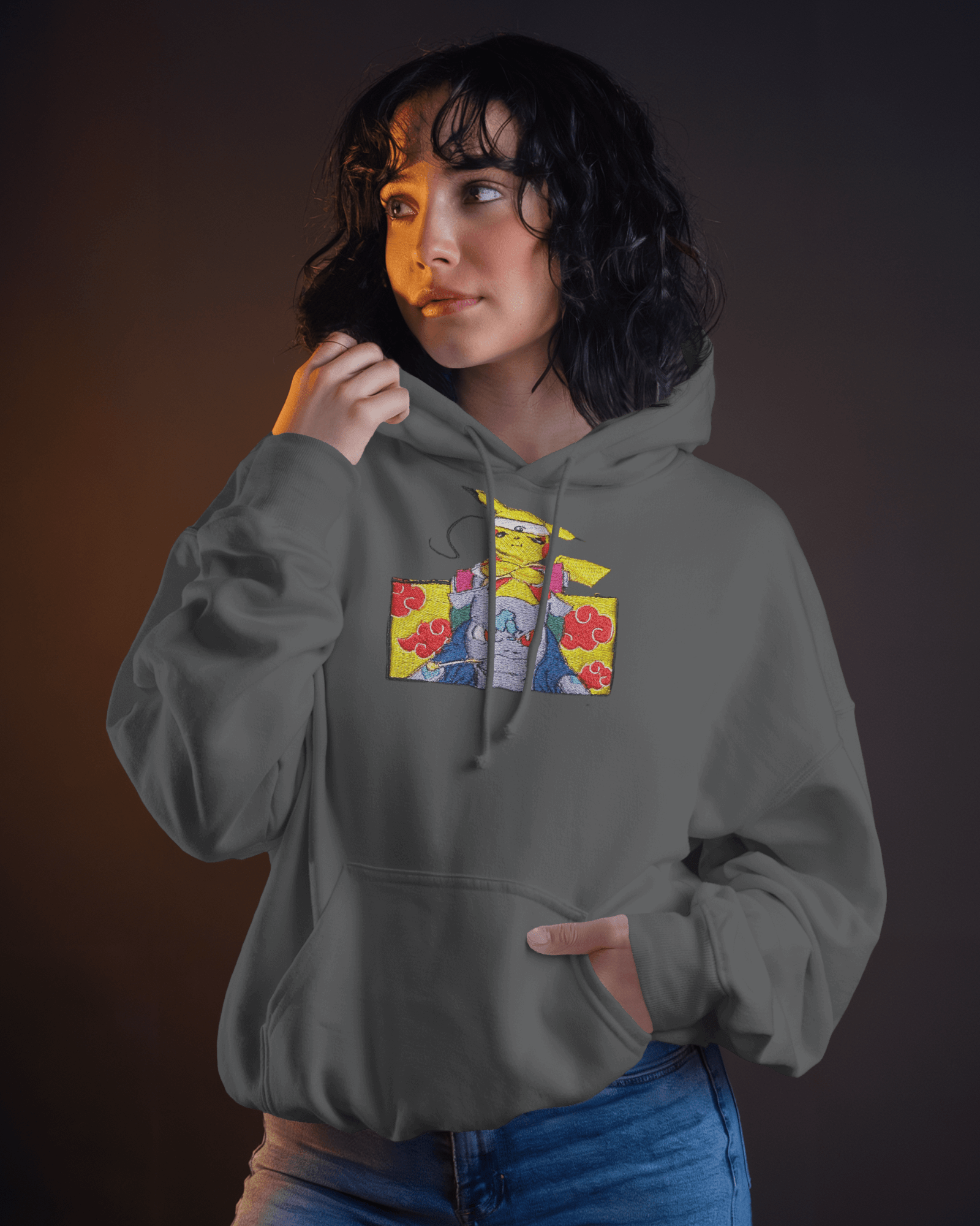 Hoodie Pika & Bulbasaur Embroidered Design - TM SignatureHoodie Pika & Bulbasaur Embroidered DesignHoodieTM SignatureGrayXSCotton