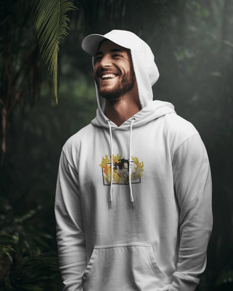 Hoodie Portgas D. Ace 2 - One Piece Embroidered Design - TM SignatureHoodie Portgas D. Ace 2 - One Piece Embroidered DesignHoodieTM SignatureWhiteXSCotton