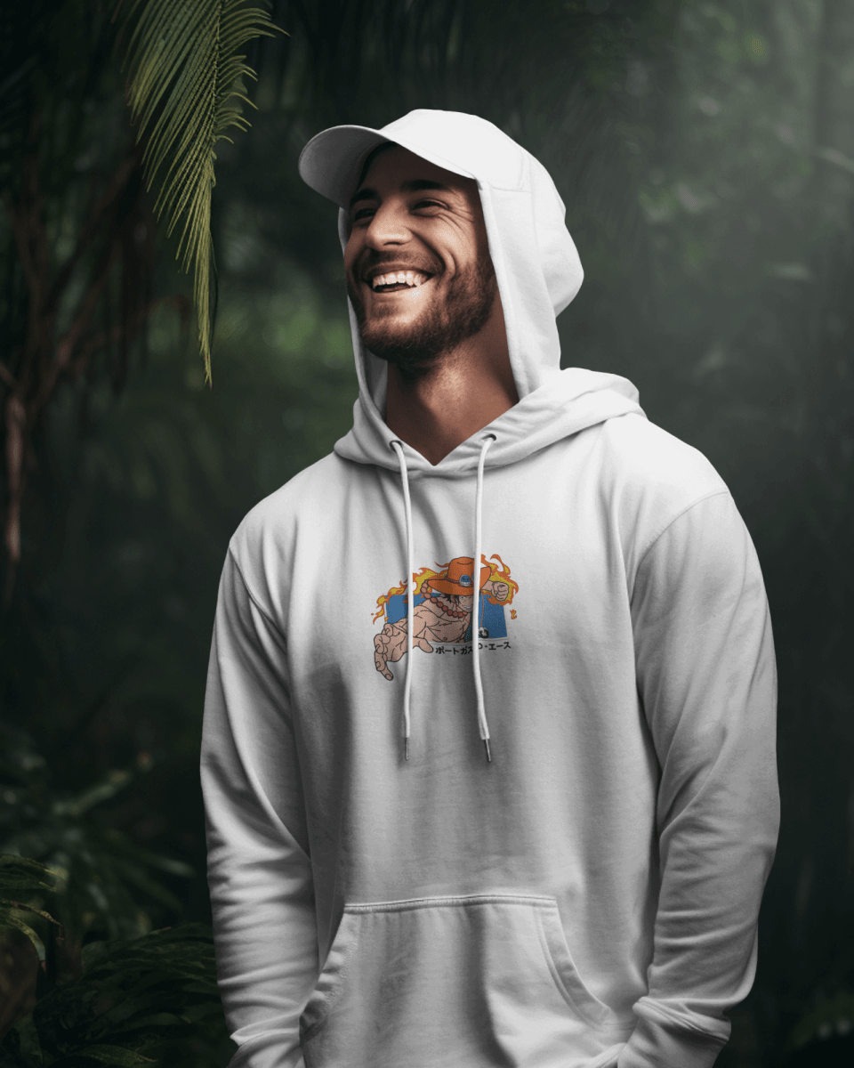 Hoodie Portgas D. Ace 4 - One Piece Embroidered Design - TM SignatureHoodie Portgas D. Ace 4 - One Piece Embroidered DesignHoodieTM SignatureWhiteXSCotton