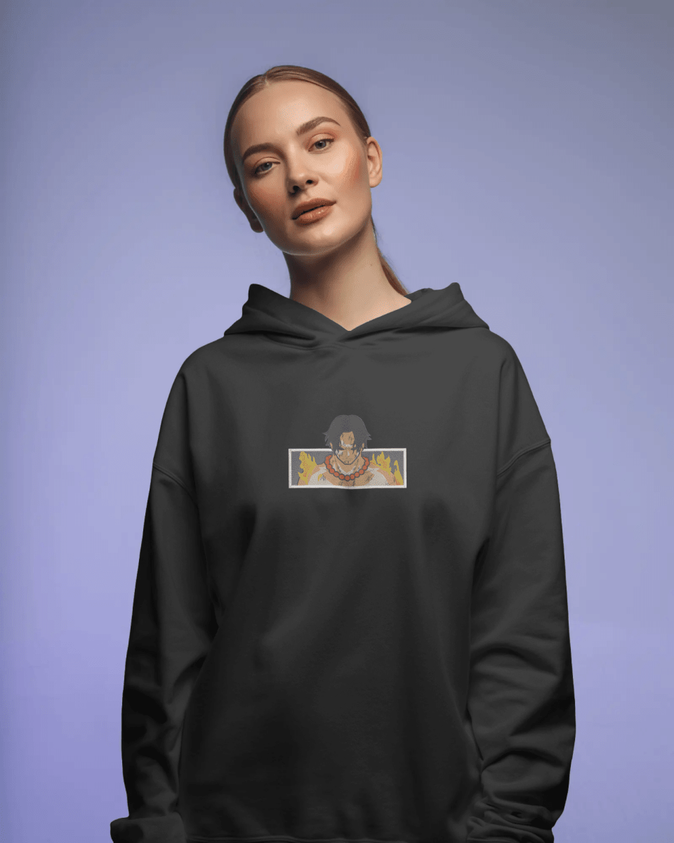 Hoodie Portgas D. Ace - One Piece Embroidered Design - TM SignatureHoodie Portgas D. Ace - One Piece Embroidered DesignHoodieTM SignatureBlackXSCotton