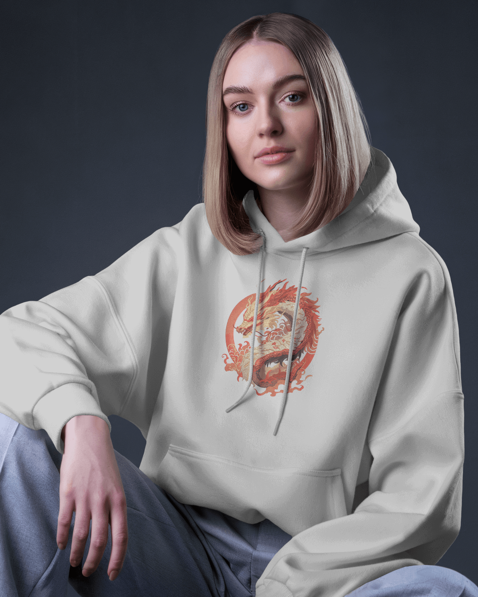 Hoodie Red Dragon Premium Embroidered Design - TM SignatureHoodie Red Dragon Premium Embroidered DesignHoodieTM SignatureSilverXSCotton