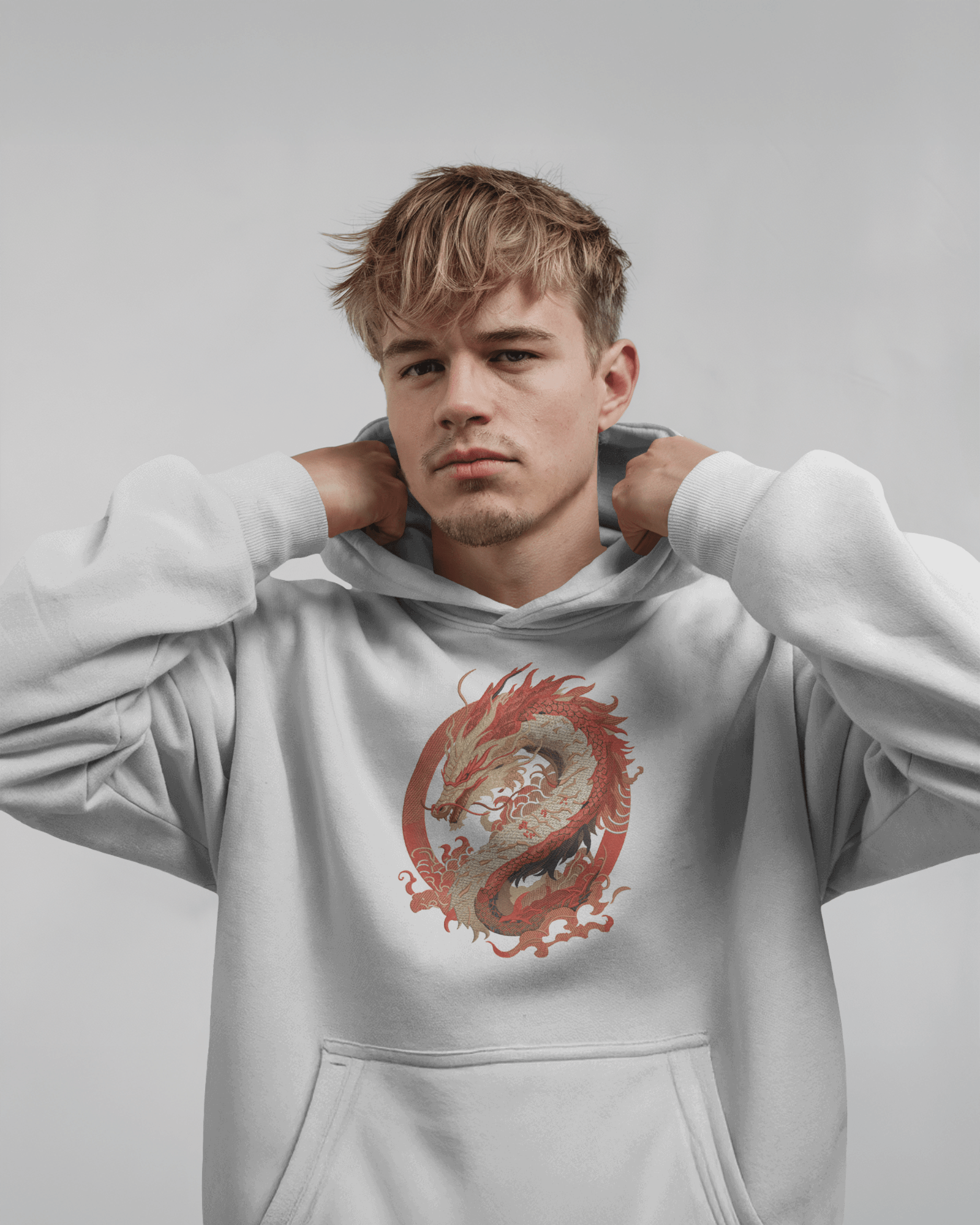 Hoodie Red Dragon Premium Embroidered Design - TM SignatureHoodie Red Dragon Premium Embroidered DesignHoodieTM SignatureWhiteXSCotton