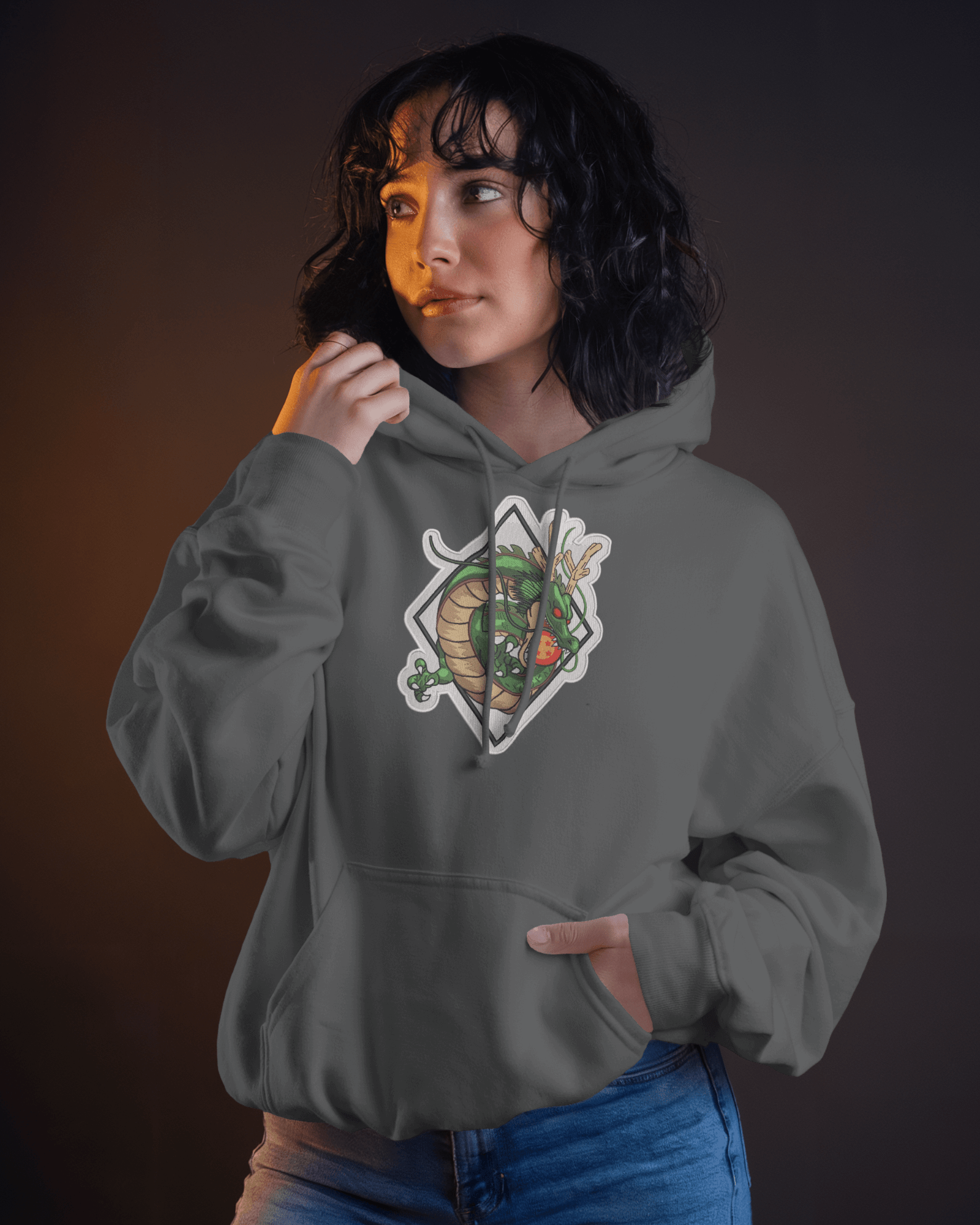 Hoodie Shenron Dragon Ball Embroidered Design - TM SignatureHoodie Shenron Dragon Ball Embroidered DesignHoodieTM SignatureGrayXSCotton