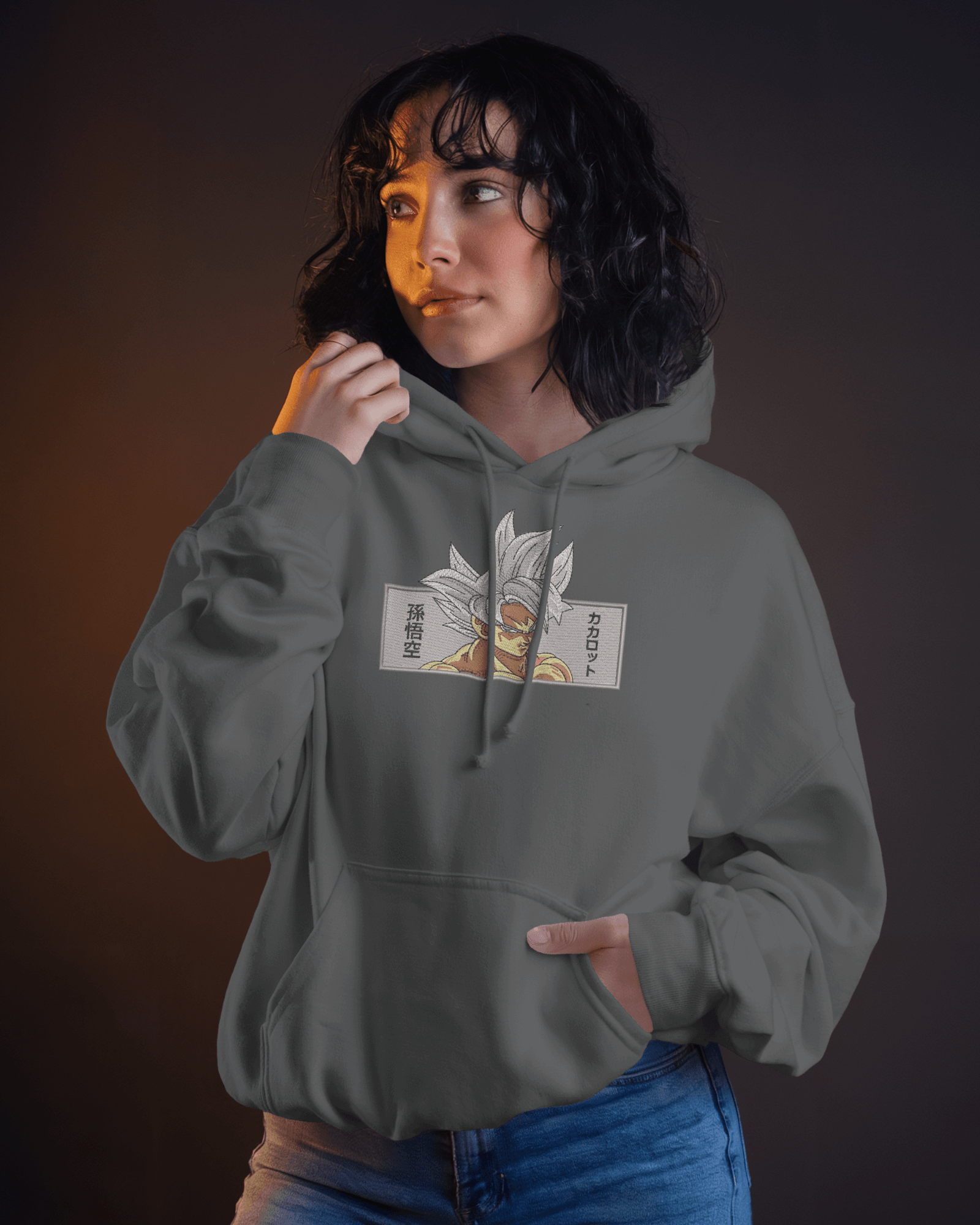 Hoodie SS White Goku Embroidered Design - TM SignatureHoodie SS White Goku Embroidered DesignHoodieTM SignatureGrayXSCotton