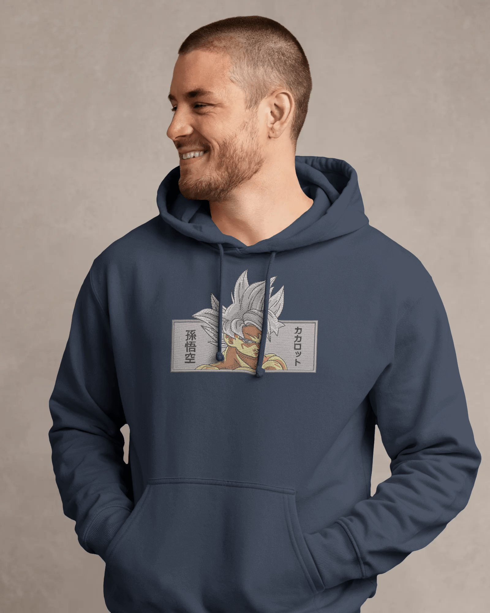 Hoodie SS White Goku Embroidered Design - TM SignatureHoodie SS White Goku Embroidered DesignHoodieTM SignatureNavyXSCotton
