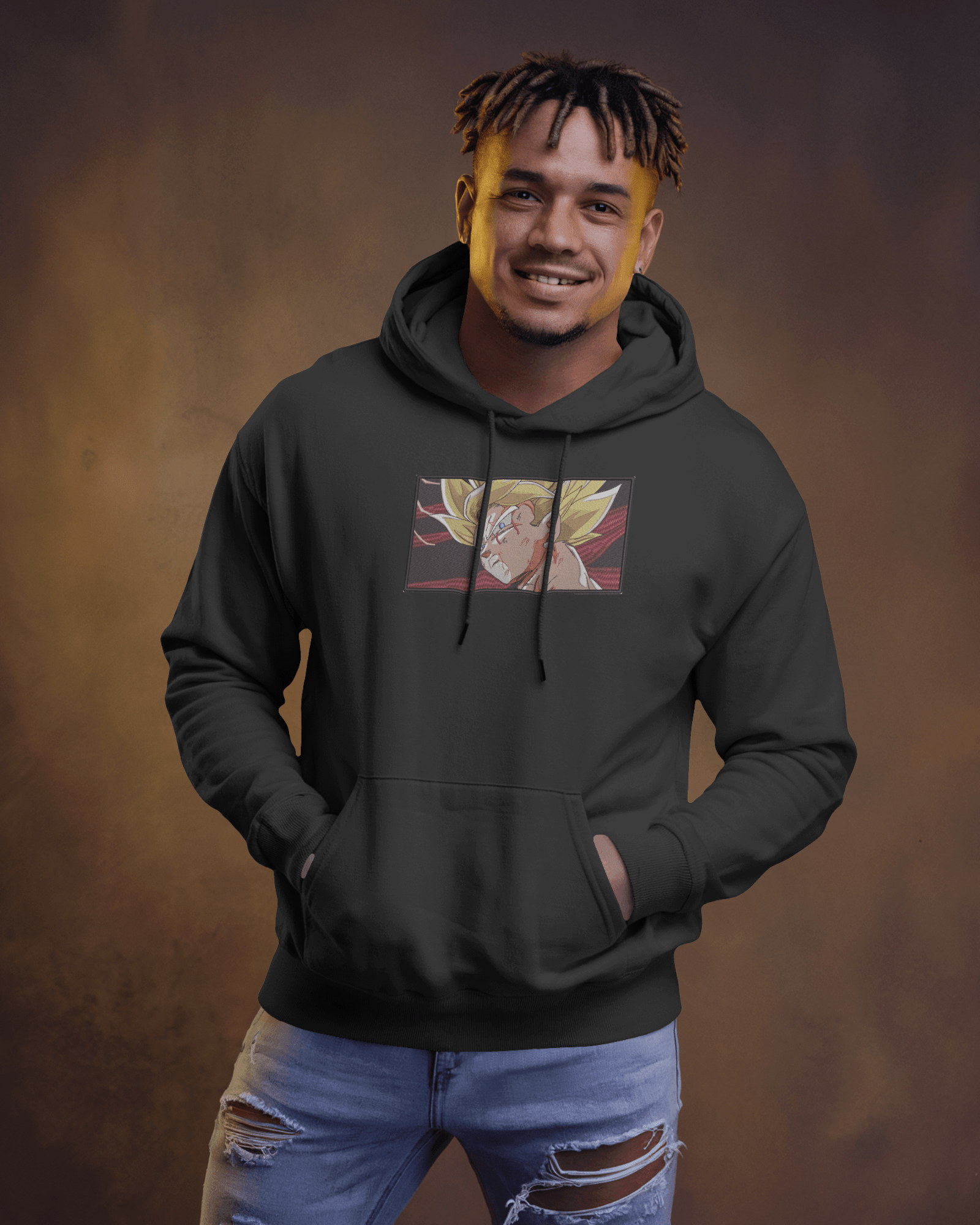 Hoodie SSJ Goku Embroidered Design - TM SignatureHoodie SSJ Goku Embroidered DesignHoodieTM SignatureBlackXSCotton