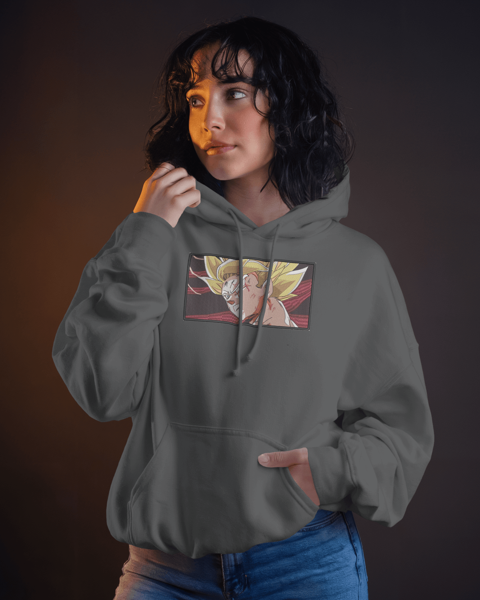 Hoodie SSJ Goku Embroidered Design - TM SignatureHoodie SSJ Goku Embroidered DesignHoodieTM SignatureGrayXSCotton