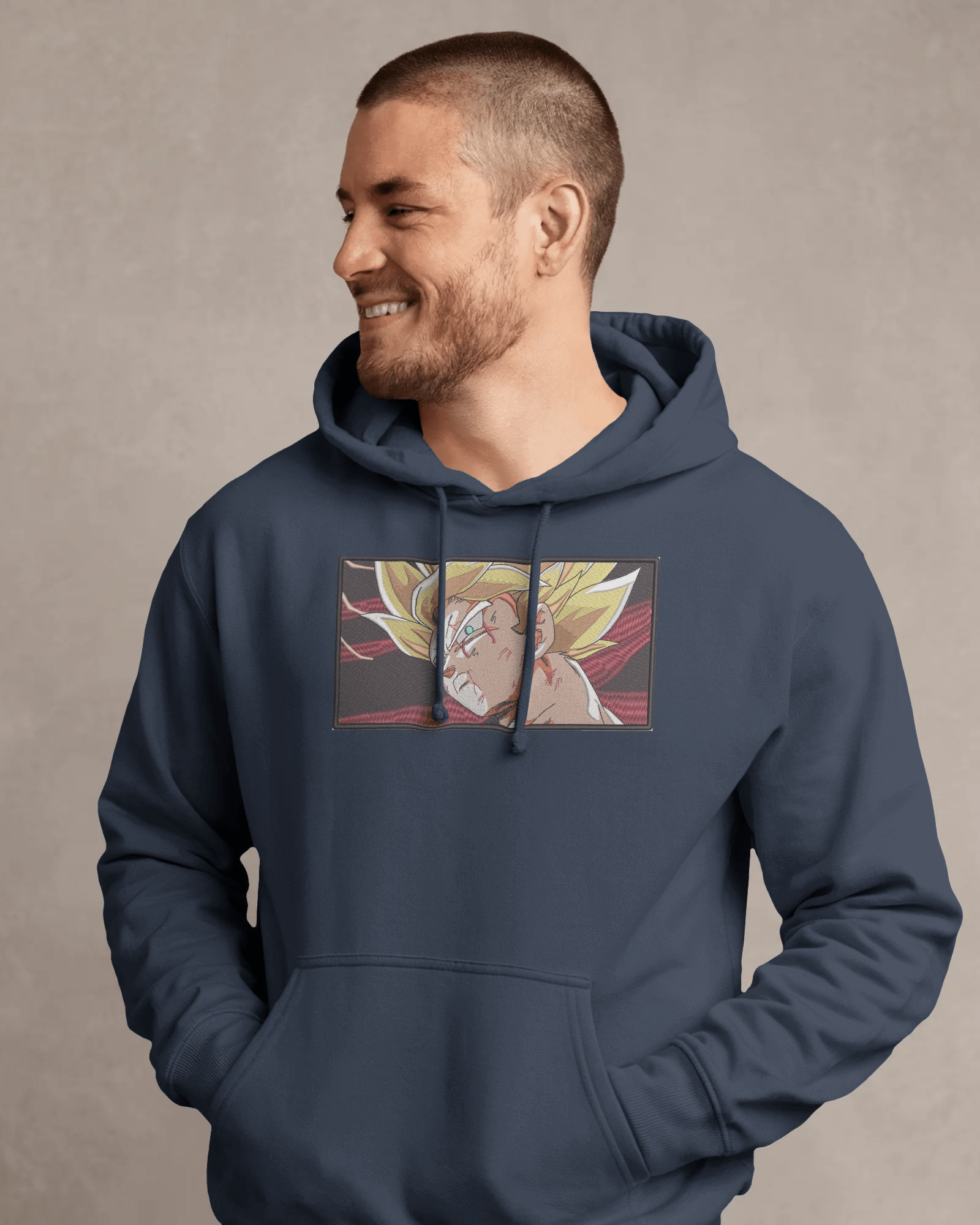 Hoodie SSJ Goku Embroidered Design - TM SignatureHoodie SSJ Goku Embroidered DesignHoodieTM SignatureNavyXSCotton