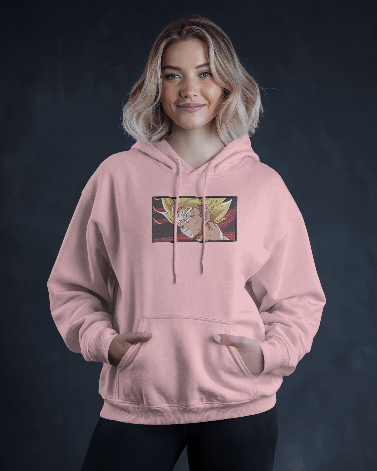 Hoodie SSJ Goku Embroidered Design - TM SignatureHoodie SSJ Goku Embroidered DesignHoodieTM SignaturePinkXSCotton