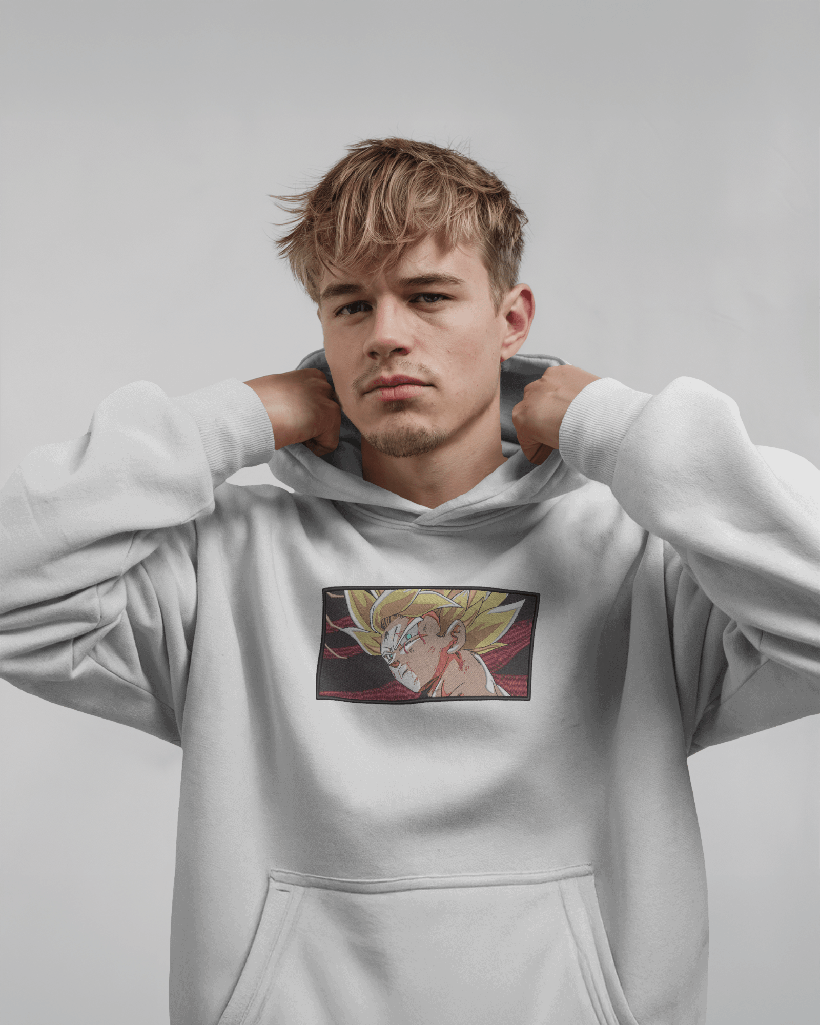 Hoodie SSJ Goku Embroidered Design - TM SignatureHoodie SSJ Goku Embroidered DesignHoodieTM SignatureWhiteXSCotton