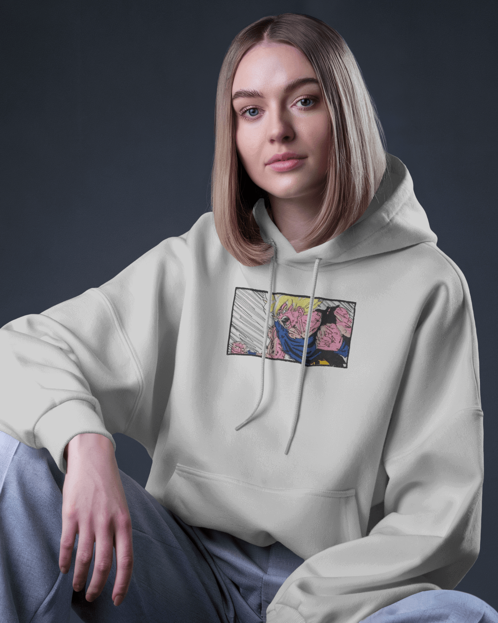 Hoodie SSJ Goku Rage Embroidered Design - TM SignatureHoodie SSJ Goku Rage Embroidered DesignHoodieTM SignatureSilverXSCotton