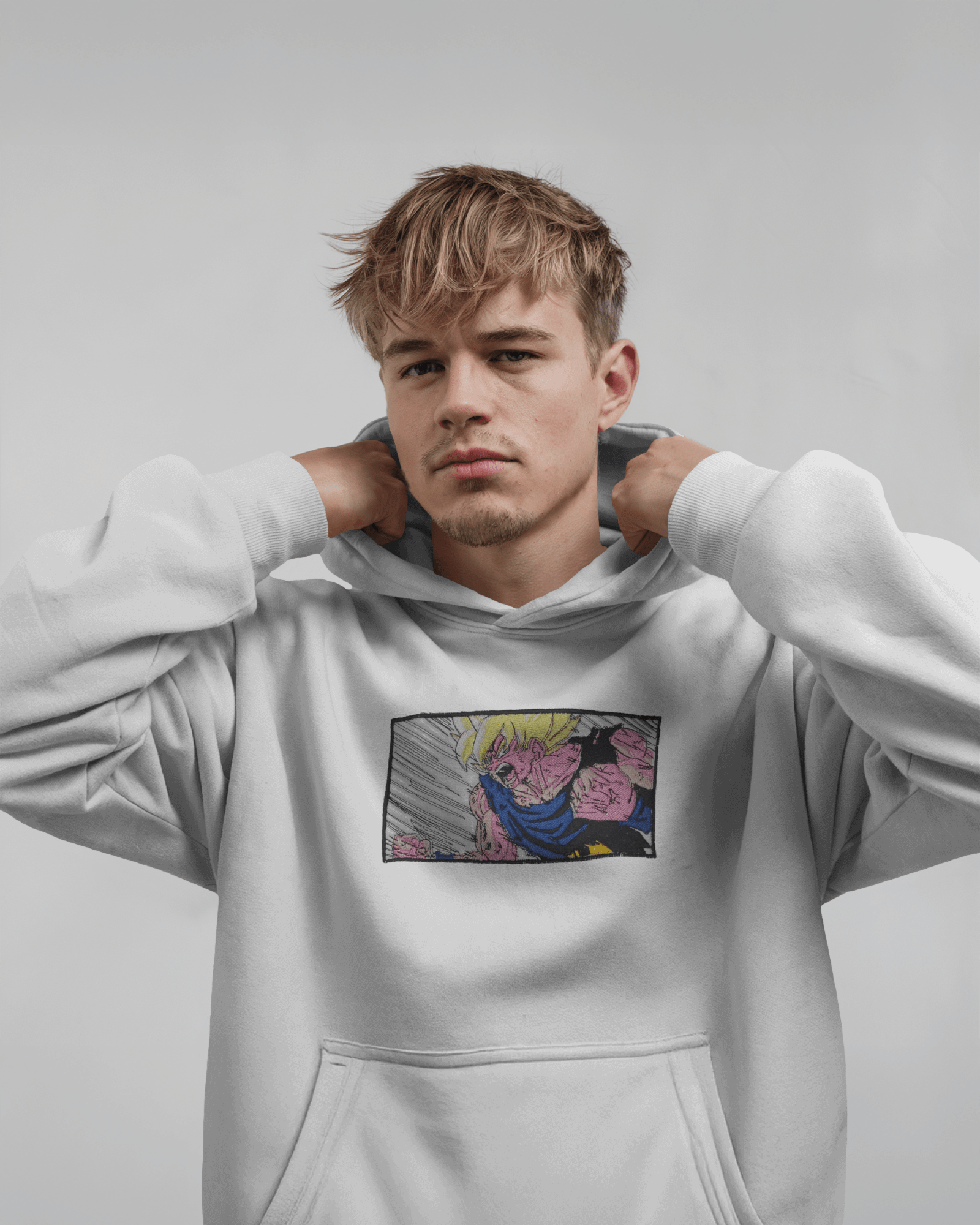 Hoodie SSJ Goku Rage Embroidered Design - TM SignatureHoodie SSJ Goku Rage Embroidered DesignHoodieTM SignatureWhiteXSCotton