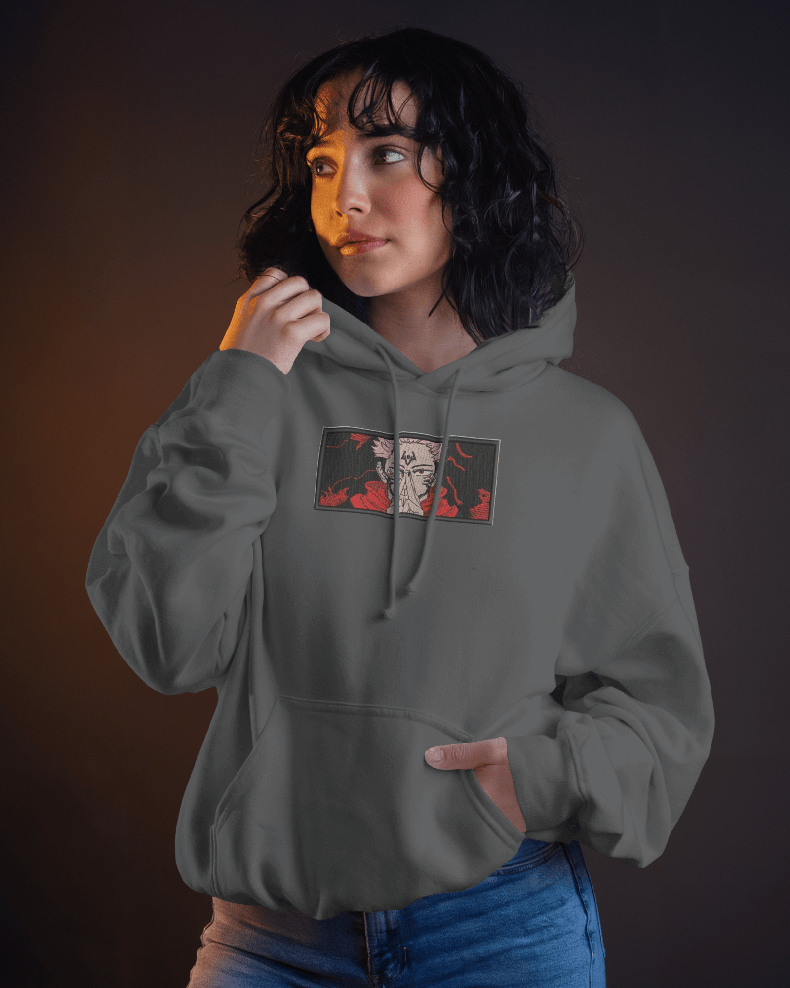 Hoodie Sukuna Embroidered Design - TM SignatureHoodie Sukuna Embroidered DesignHoodieTM SignatureGrayXSCotton