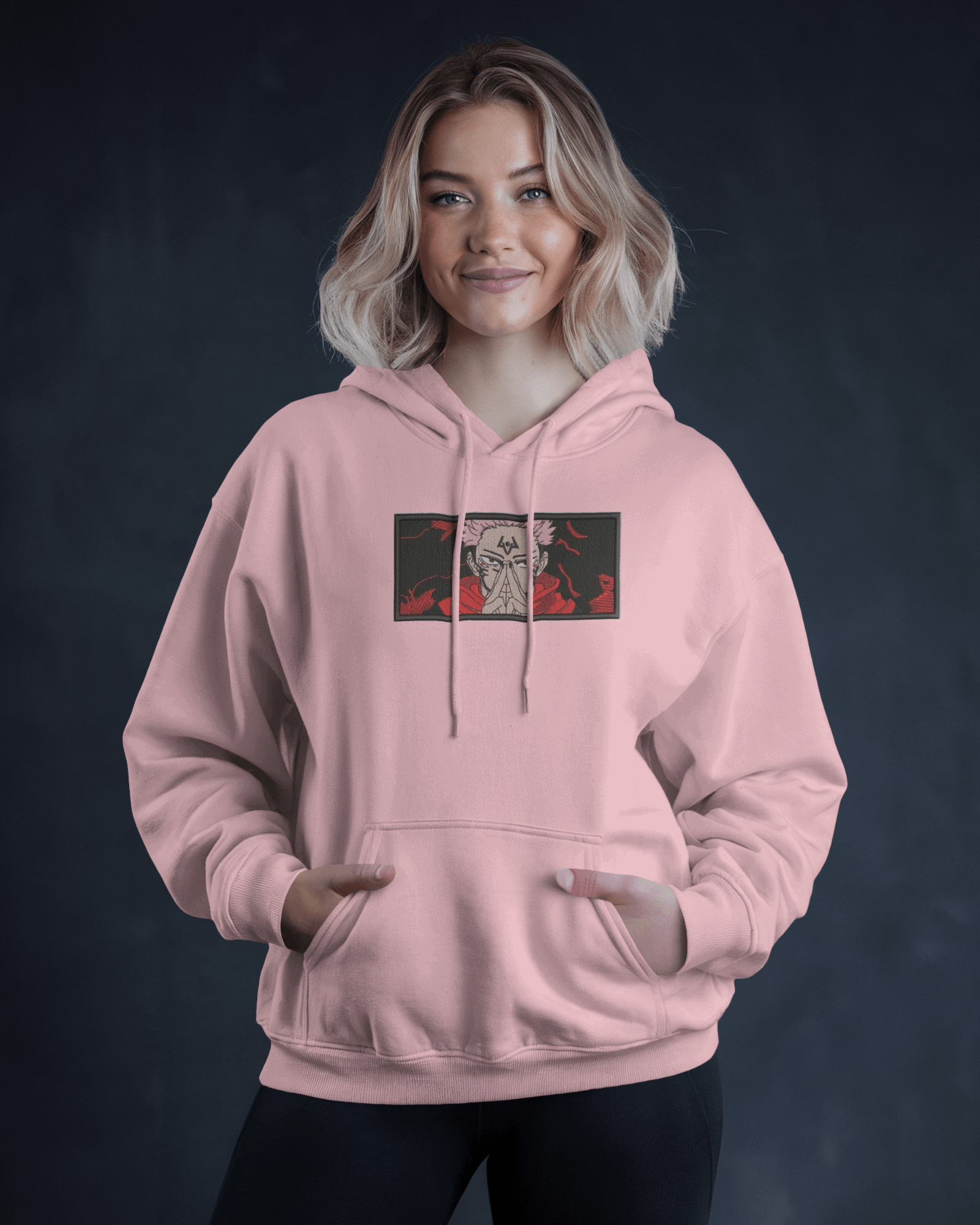 Hoodie Sukuna Embroidered Design - TM SignatureHoodie Sukuna Embroidered DesignHoodieTM SignaturePinkXSCotton