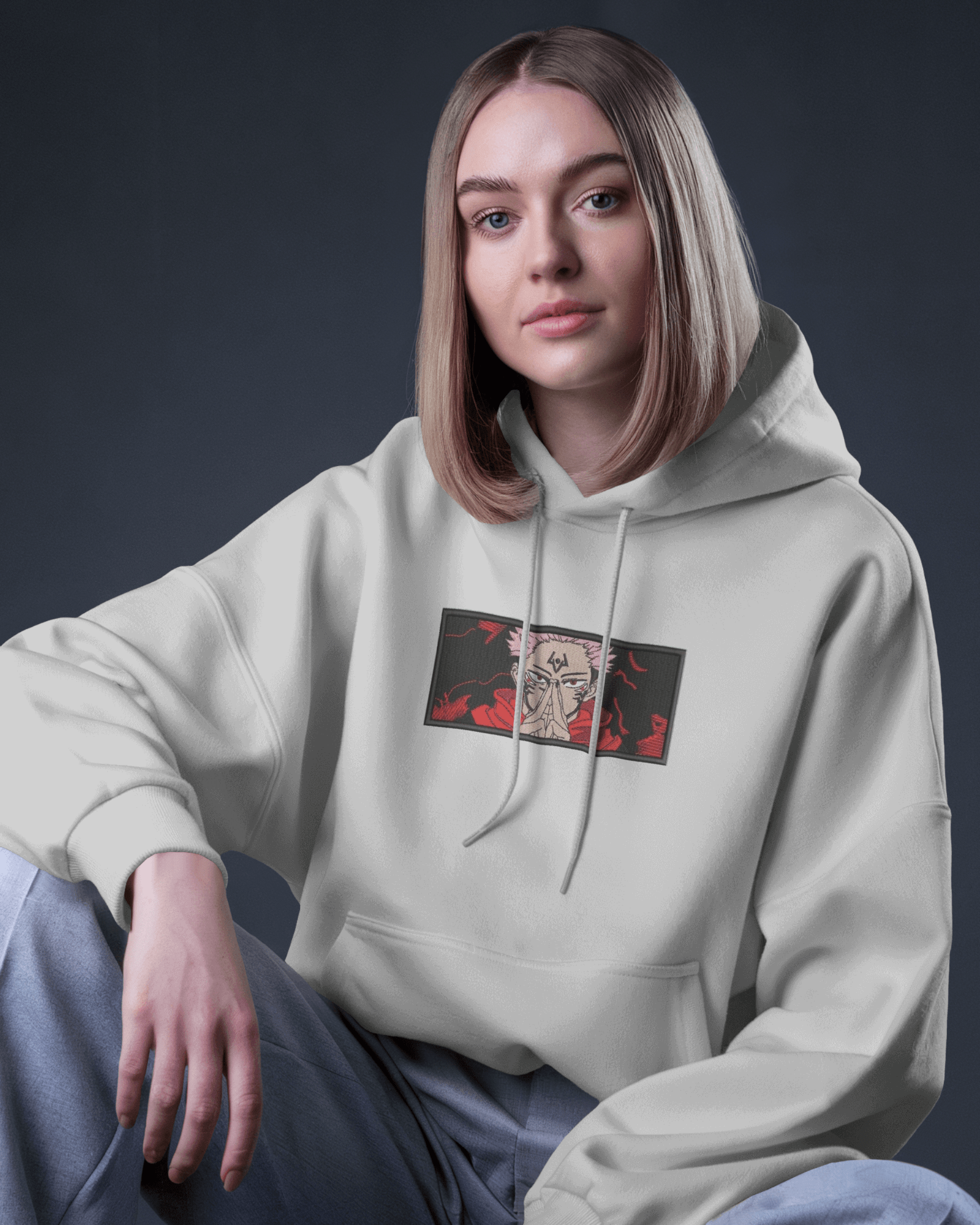 Hoodie Sukuna Embroidered Design - TM SignatureHoodie Sukuna Embroidered DesignHoodieTM SignatureSilverXSCotton