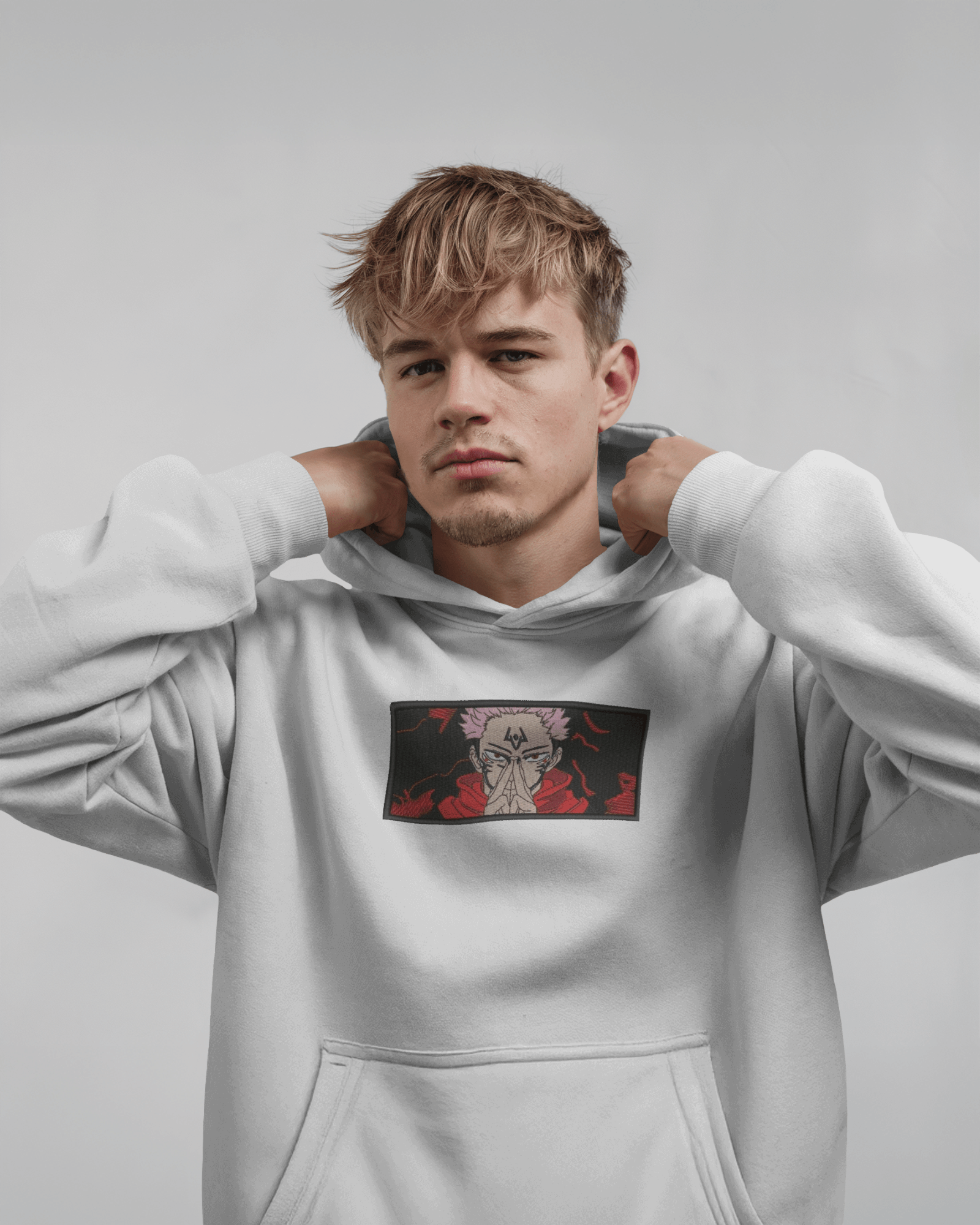 Hoodie Sukuna Embroidered Design - TM SignatureHoodie Sukuna Embroidered DesignHoodieTM SignatureWhiteXSCotton