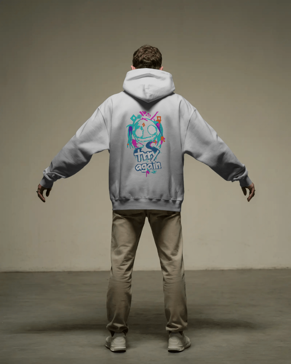Hoodie "Try Again" - Glitch Collection - TM SignatureHoodie "Try Again" - Glitch CollectionHoodieTM SignatureSilverXSCotton
